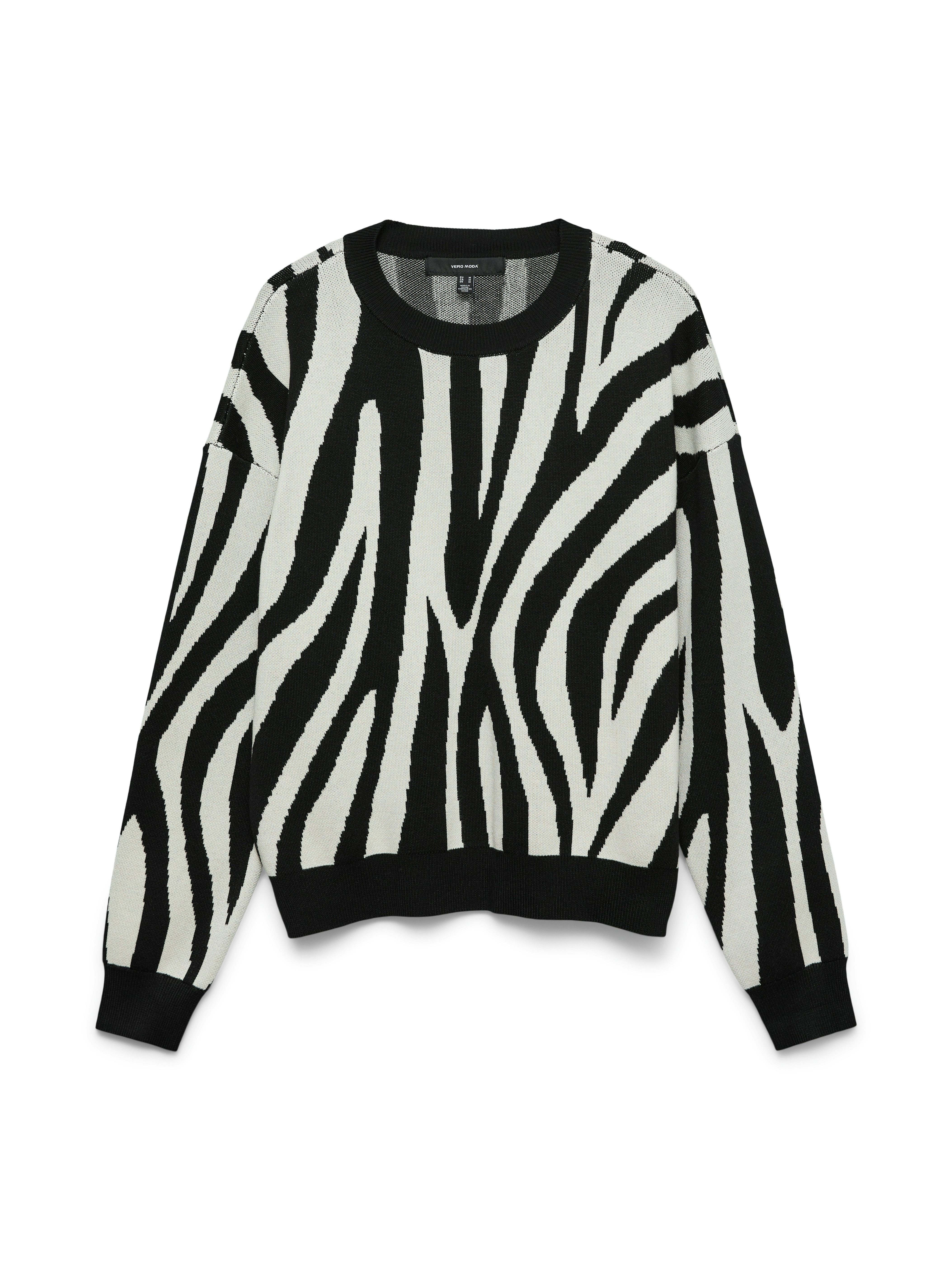 Vero Moda Gebreide trui VMSILJEANIMAL LS O-NCK PULLOVER GA NOOS