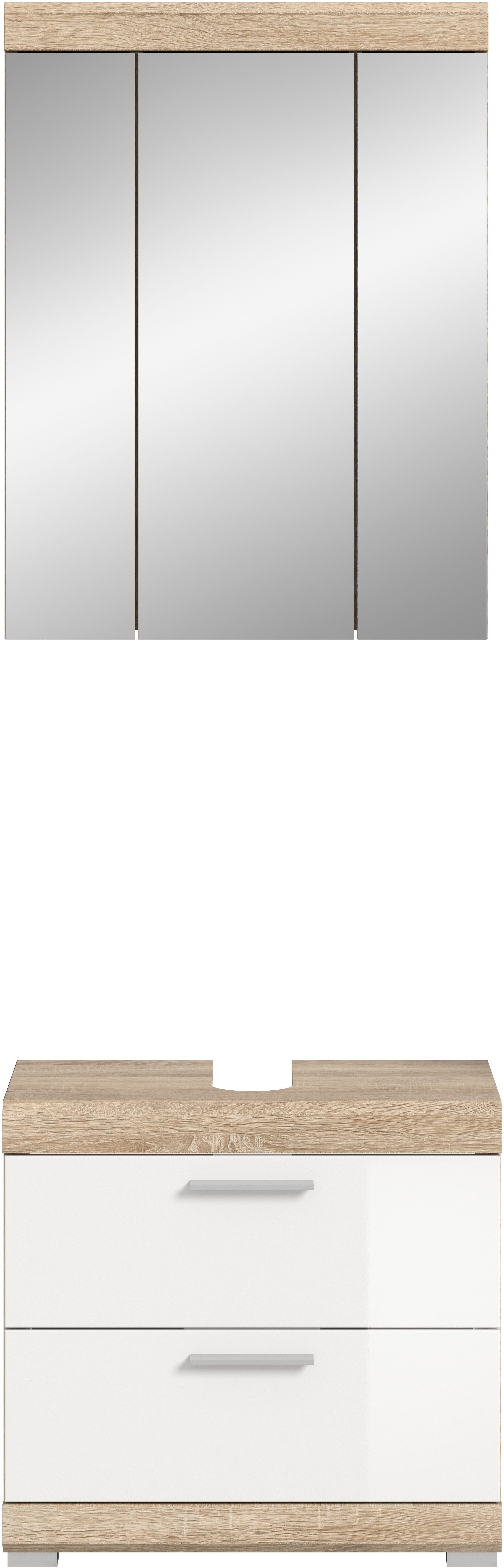 INOSIGN Badkamerserie Siena, 2-delig, bestaande uit: onderkast voor wastafel, spiegelkast in verschillende kleuren verkrijgbaar, badkamermeubels, combinatie, badkamer (set, 2-delig)