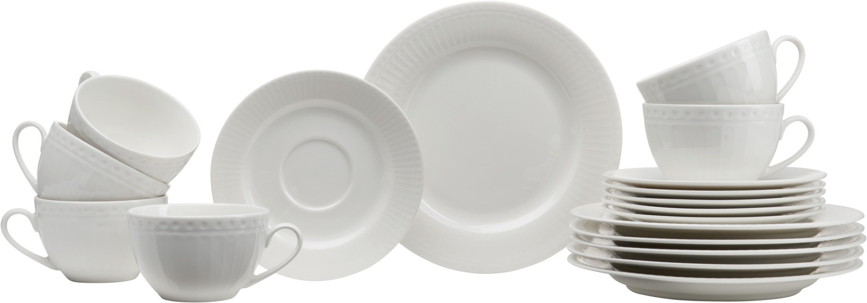 Ritzenhoff & Breker Koffieservies Sofia Reliefdecoratie (set, 18-delig) serviezen wit