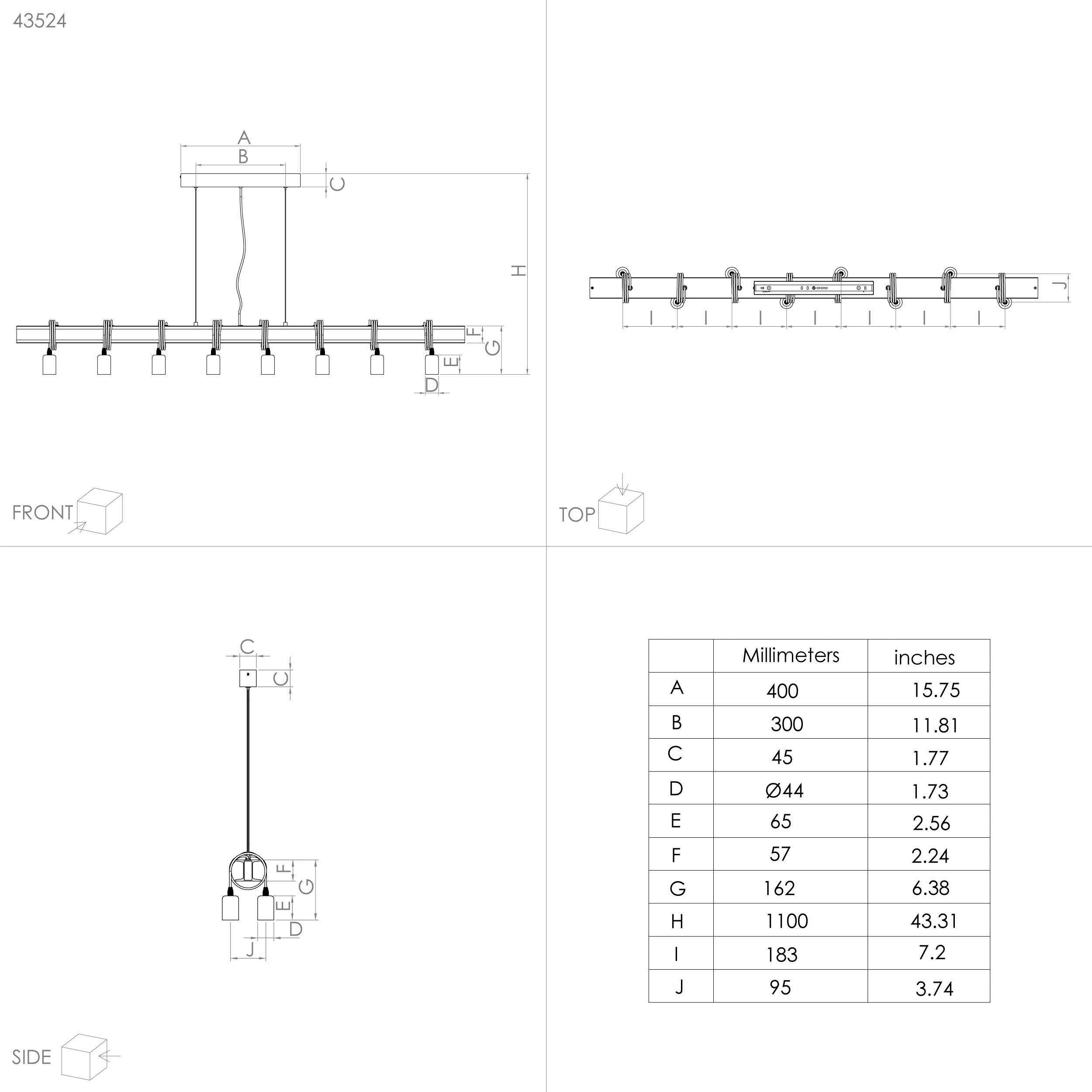 EGLO Hanglamp TOWNSHEND 4 Hanglamp in bruin en zwart van staal - excl. E27 - 60W (1 stuk)