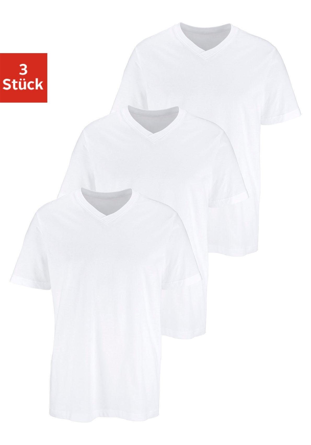 H.I.S T-shirt met v-hals van katoen, onderhemd, t-shirt (set, 3-delig)