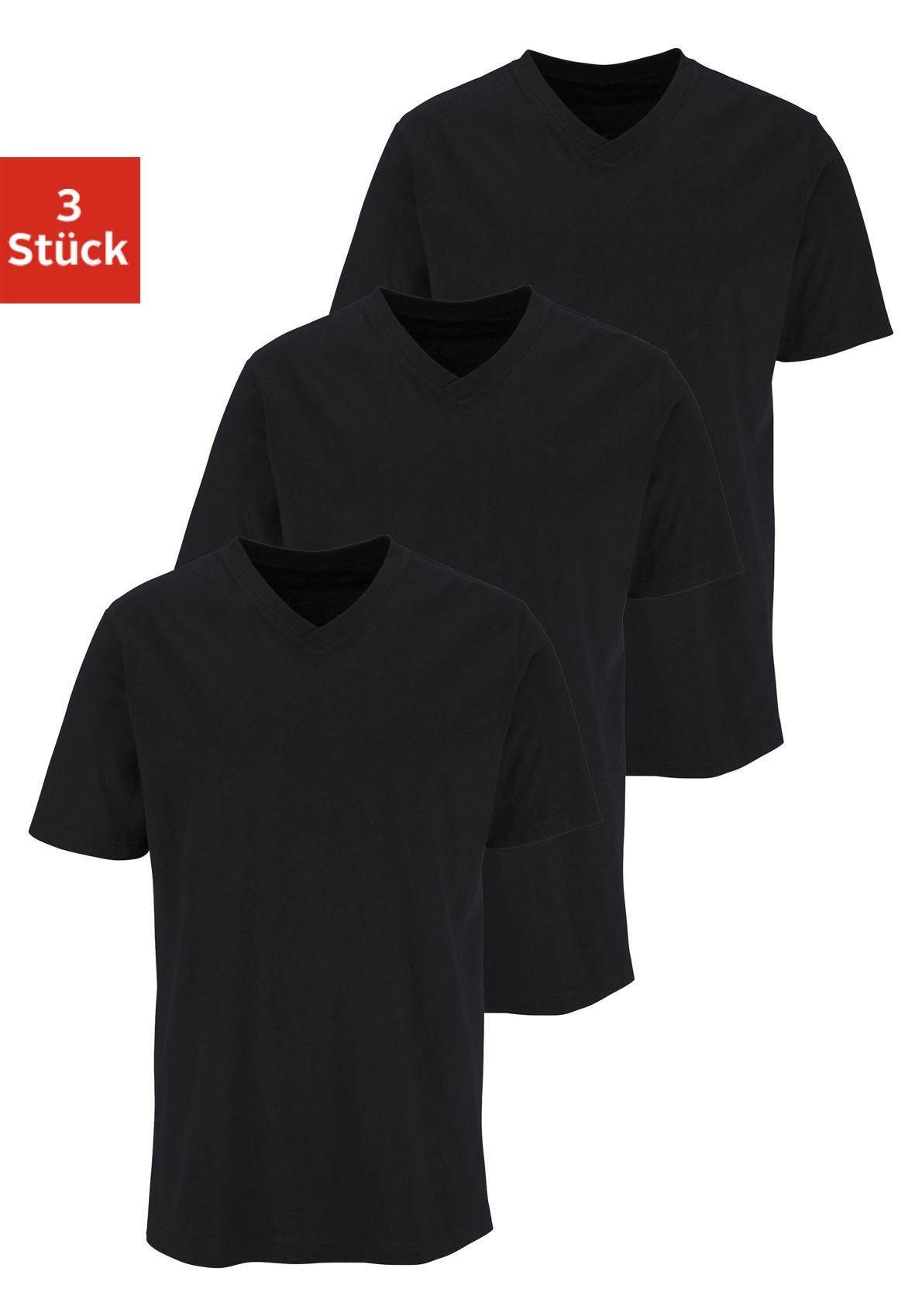 H.I.S T-shirt met v-hals van katoen, onderhemd, t-shirt (set, 3-delig)