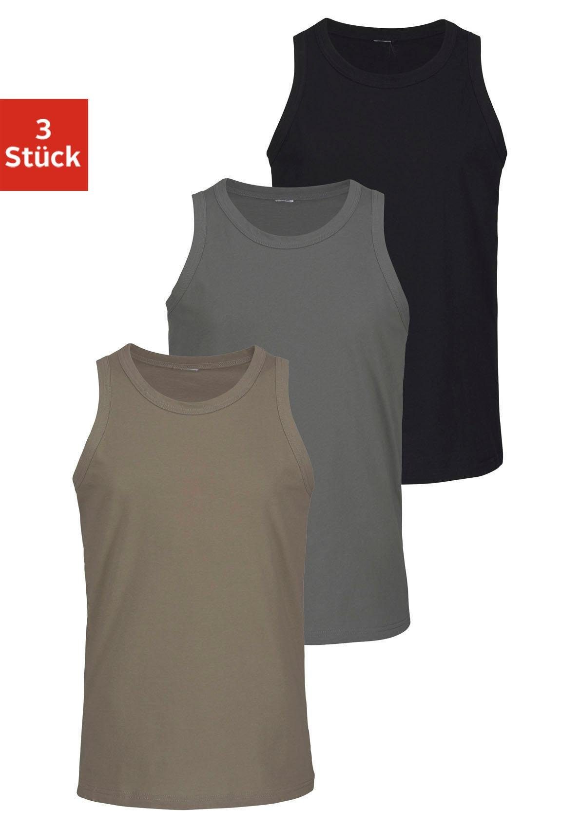 H.I.S Tanktop Onderhemd voor heren met ronde hals van katoen (set, 3-delig)