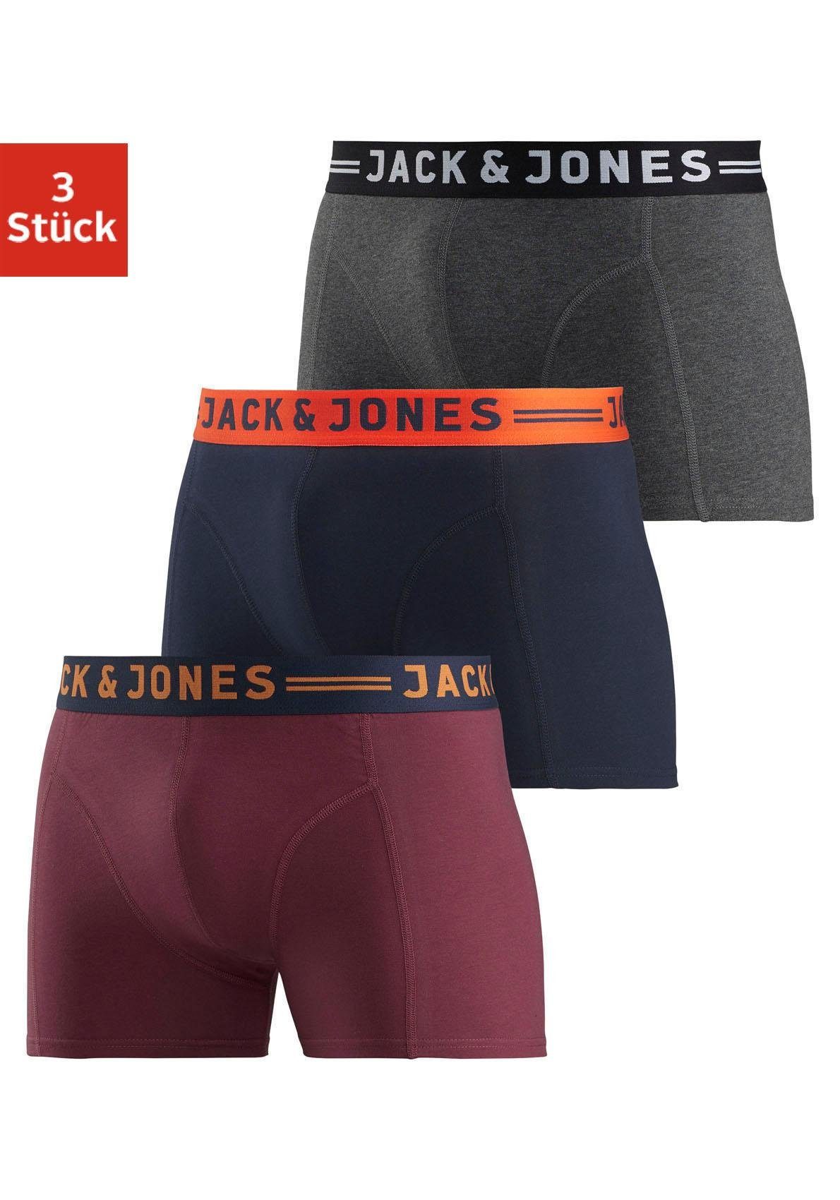 Jack & Jones Boxershort JAC Lichfield Trunks met contrastkleurige band (set, 3 stuks)