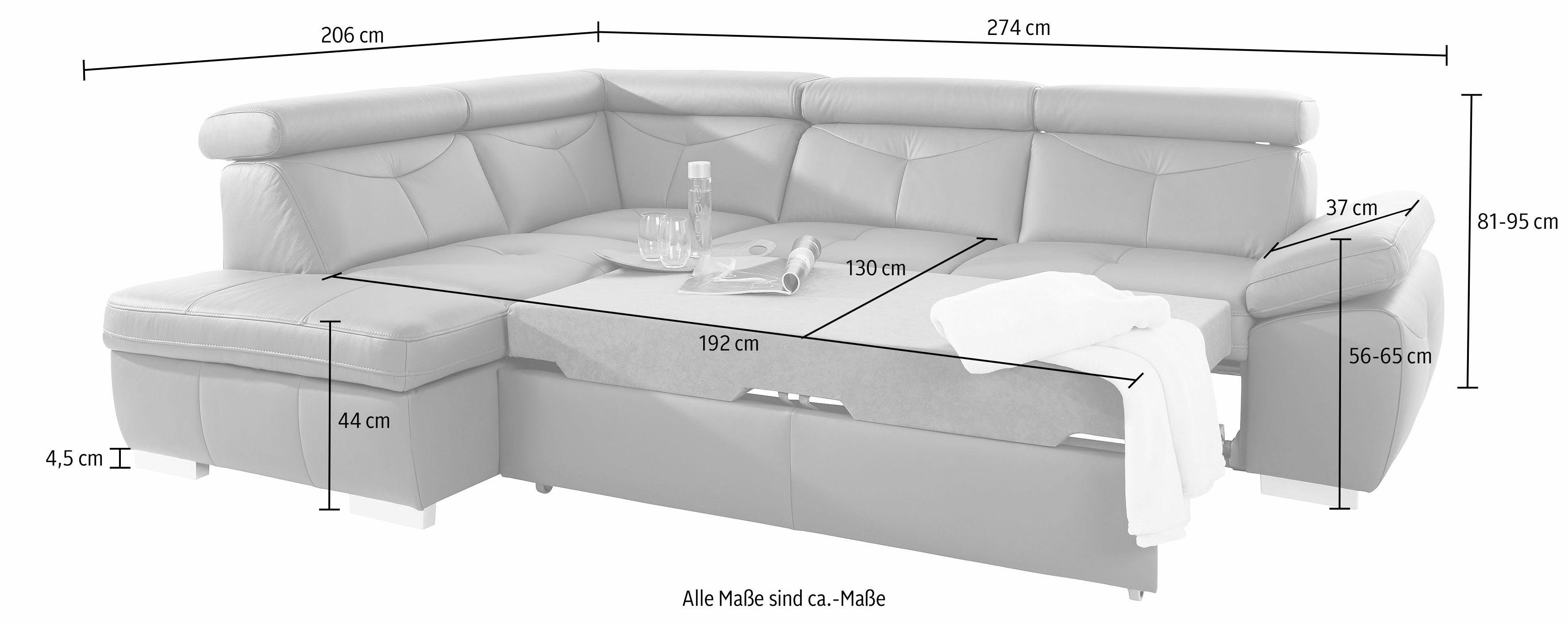 exxpo - sofa fashion Hoekbank Spring, super comfortabel en comfortabel met arm- en hoofdsteunfunctie
