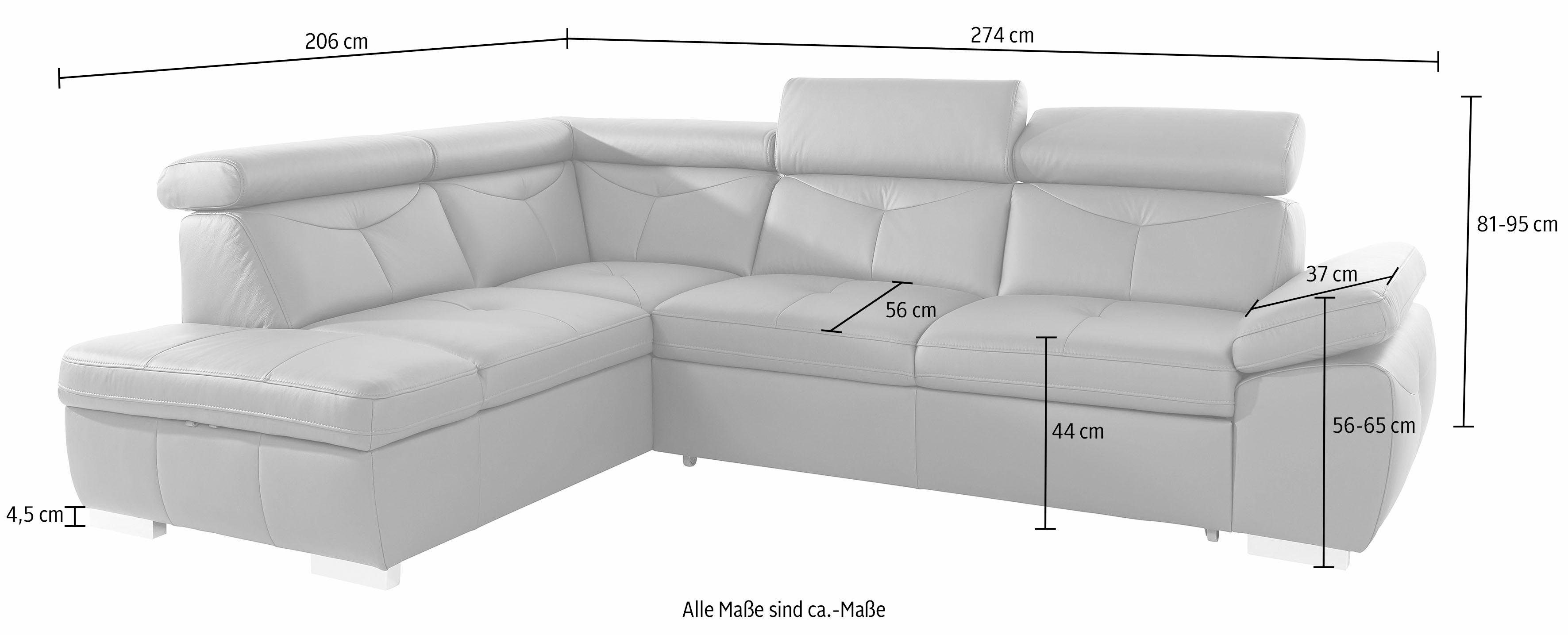 exxpo - sofa fashion Hoekbank Spring, super comfortabel en comfortabel met arm- en hoofdsteunfunctie