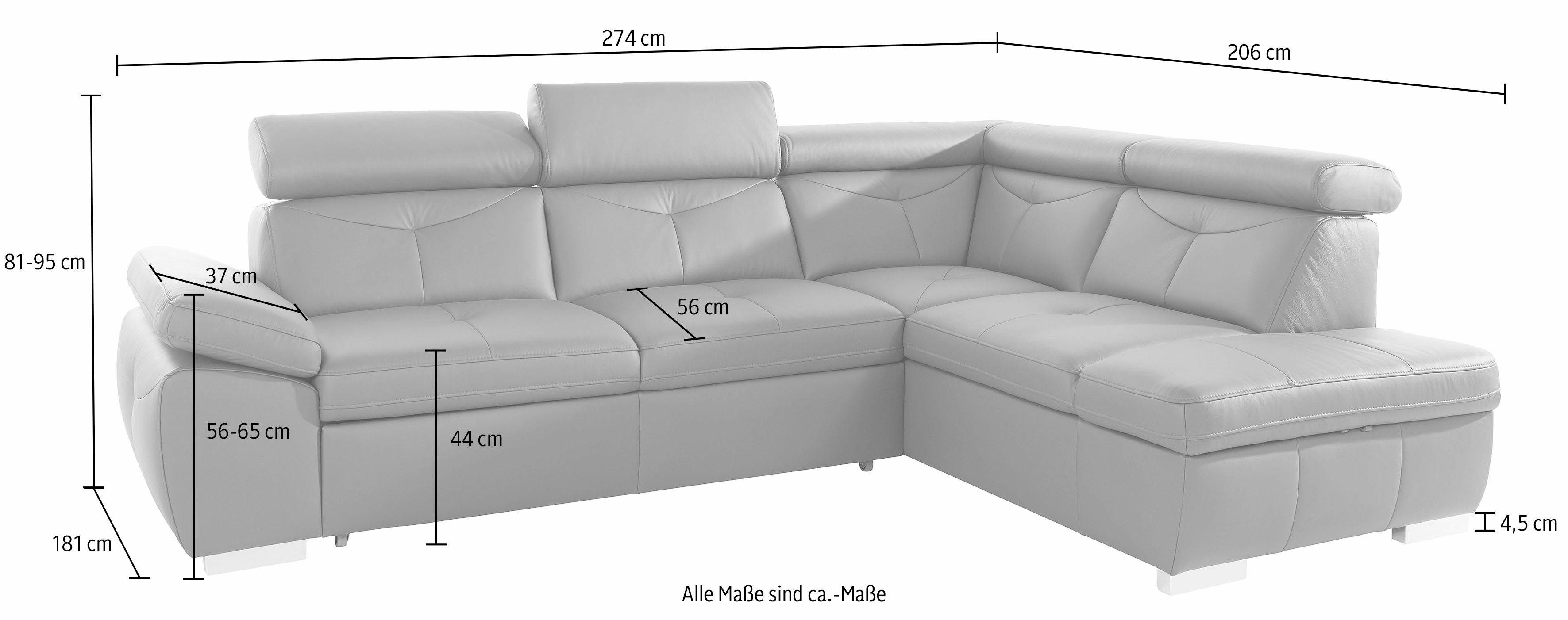 exxpo - sofa fashion Hoekbank Spring, super comfortabel en comfortabel met arm- en hoofdsteunfunctie