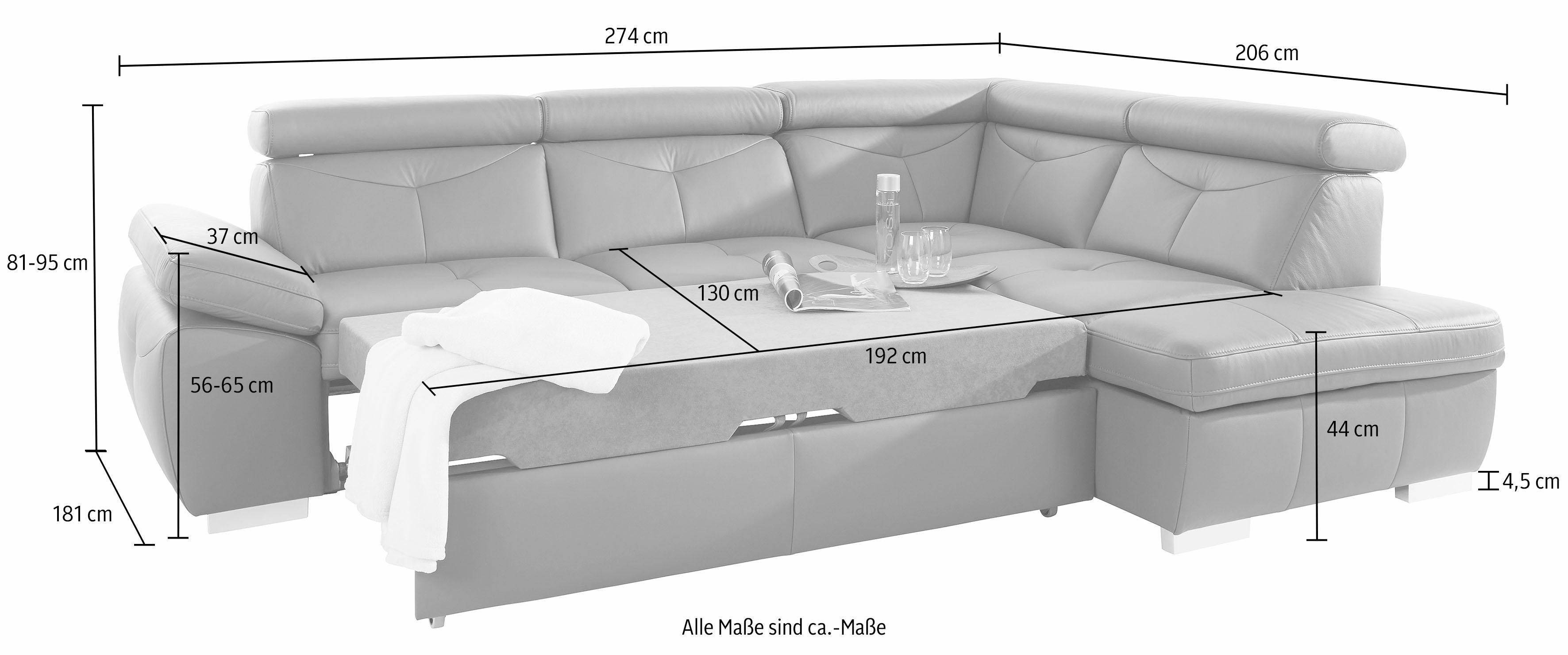 exxpo - sofa fashion Hoekbank Spring, super comfortabel en comfortabel met arm- en hoofdsteunfunctie