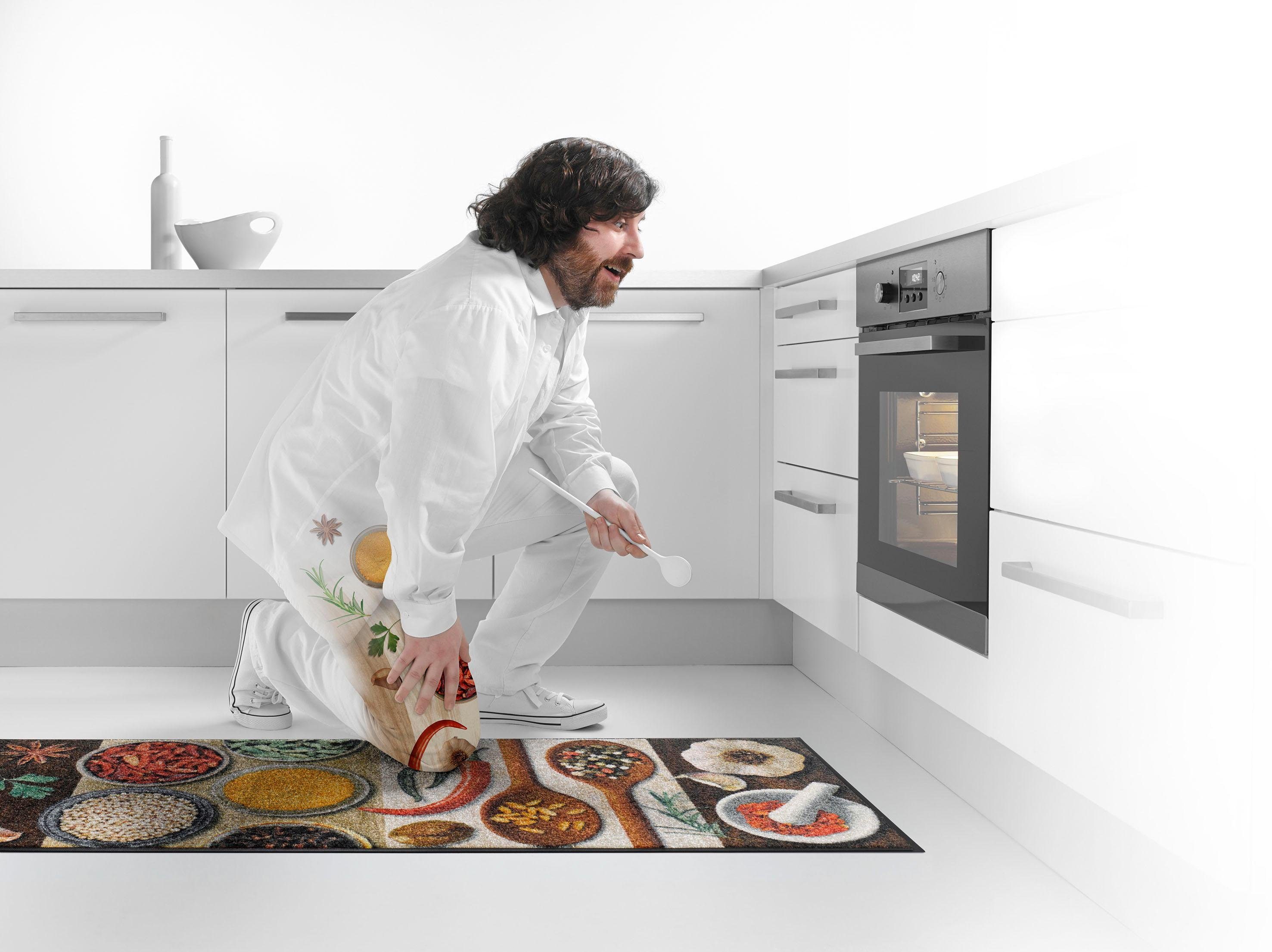 wash+dry by Kleen-Tex Keukenloper Hot Spices Tapijt, kruidenmotief, antislip, wasbaar, keuken
