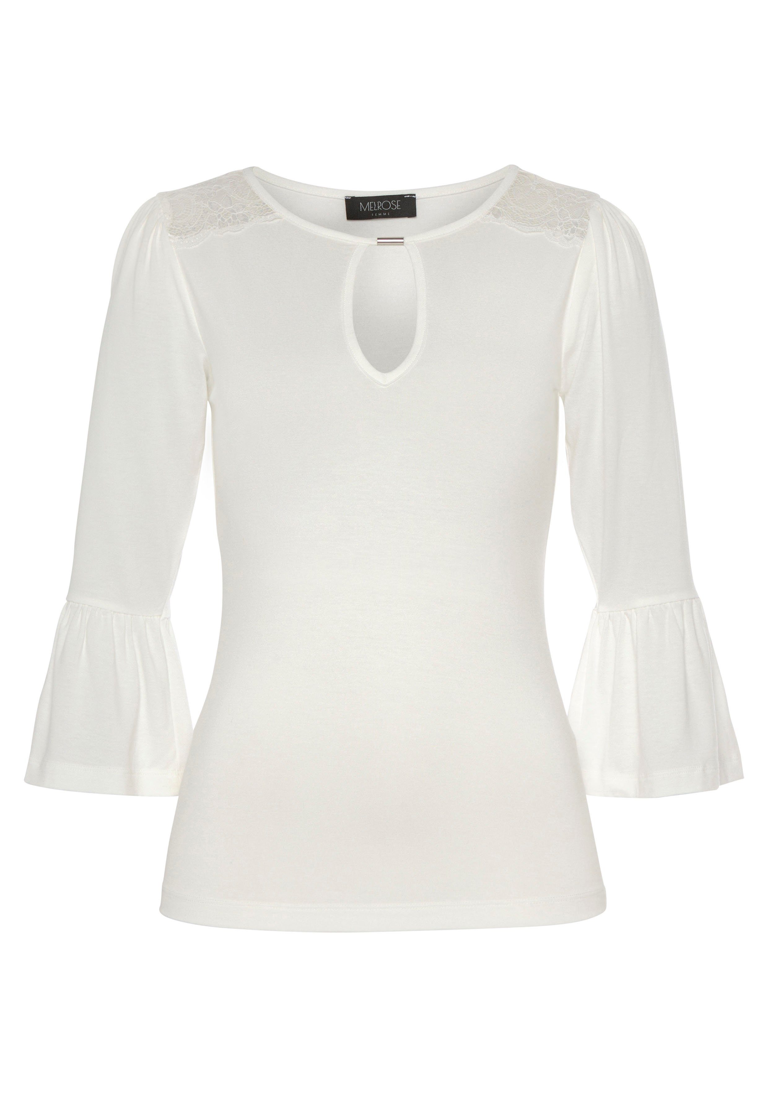Melrose Shirt met 3/4-mouwen met mouwen met volants en kanten details