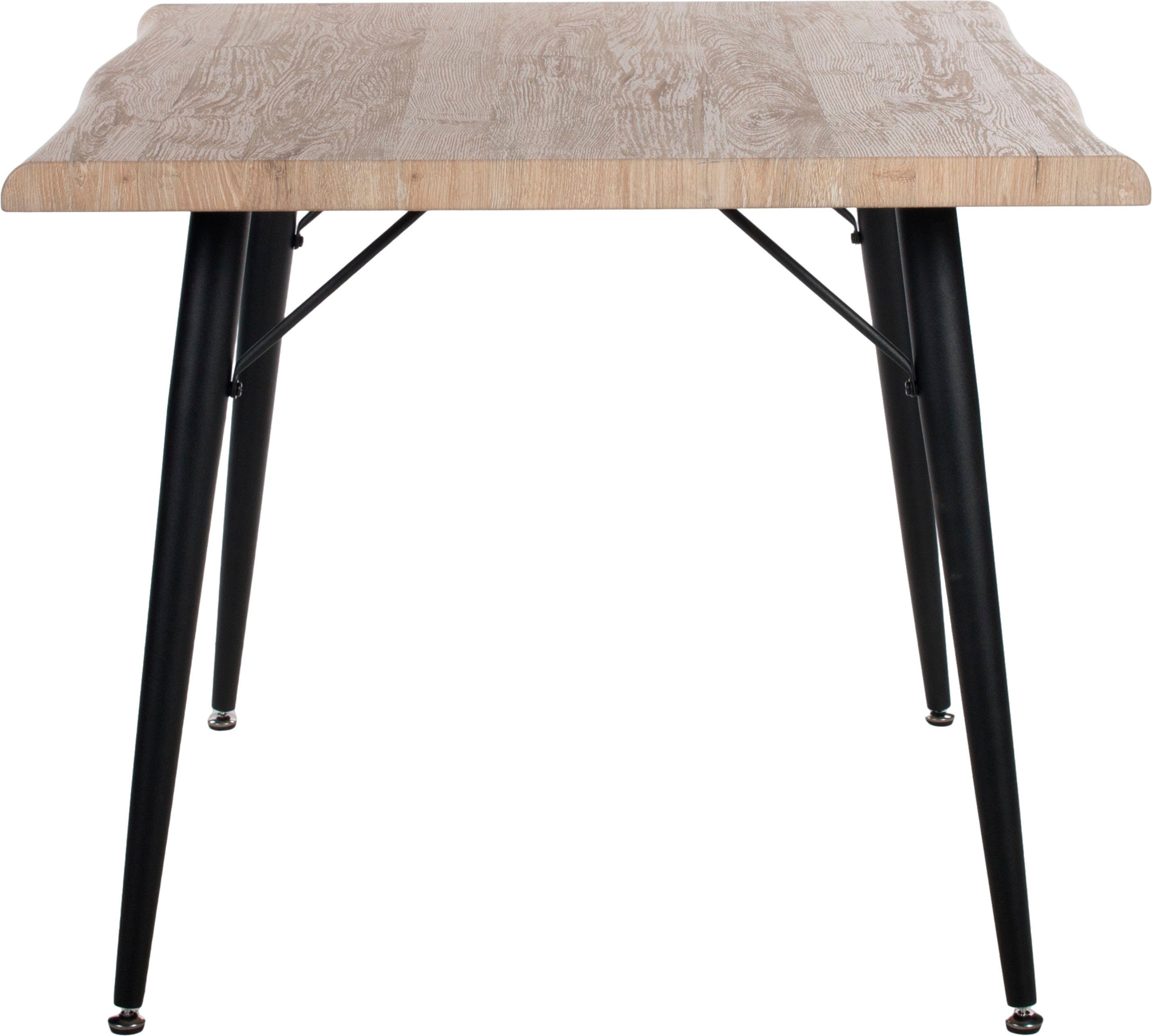 Duo Collection Eettafel Tailin tafel met boomrand Massief metalen frame, draagvermogen tot 100 kg
