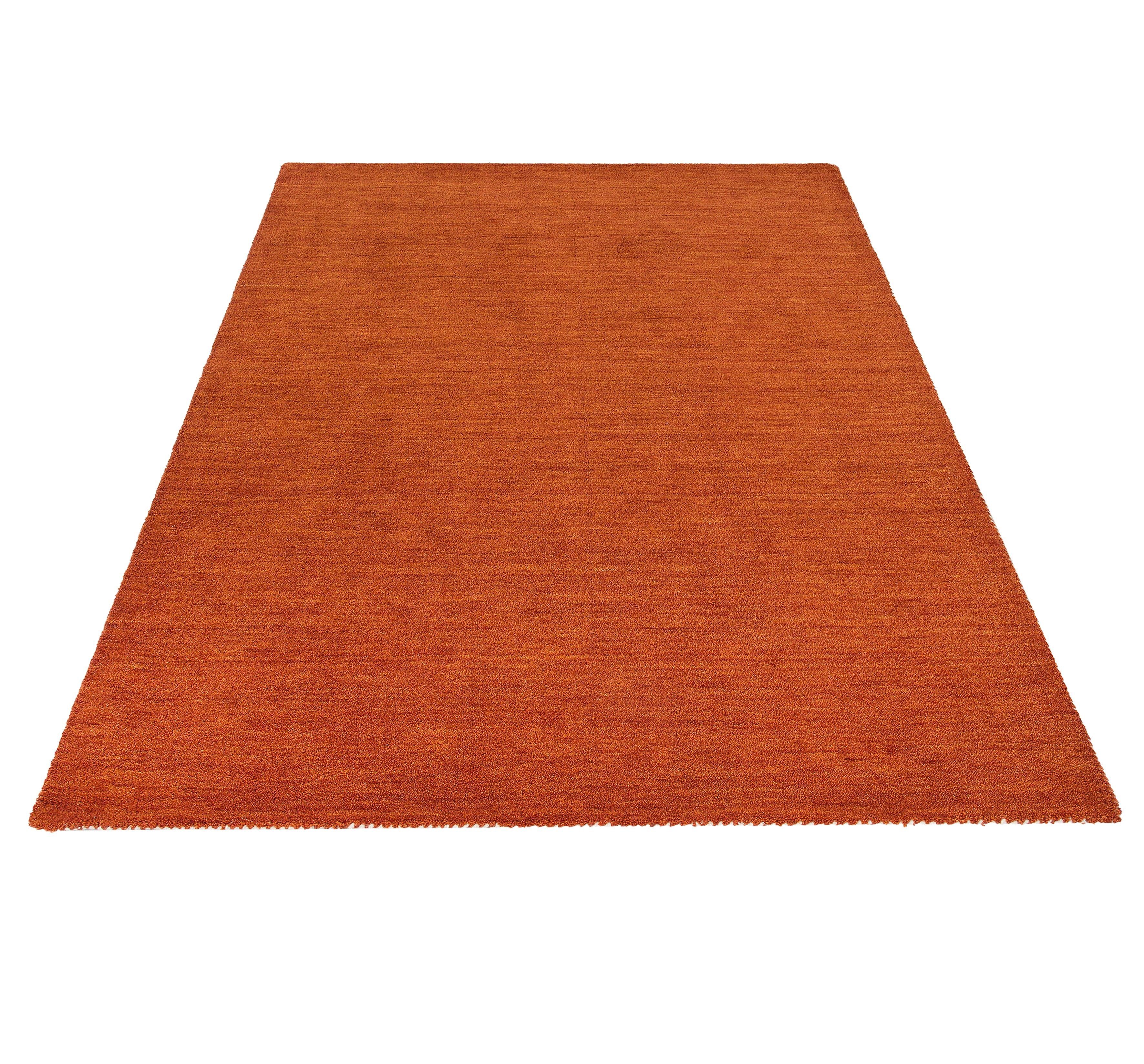 THEKO Wollen kleed Gabbeh uni, Handgeweven vloerkleed, mêlee, zuivere wol, met de hand geweven