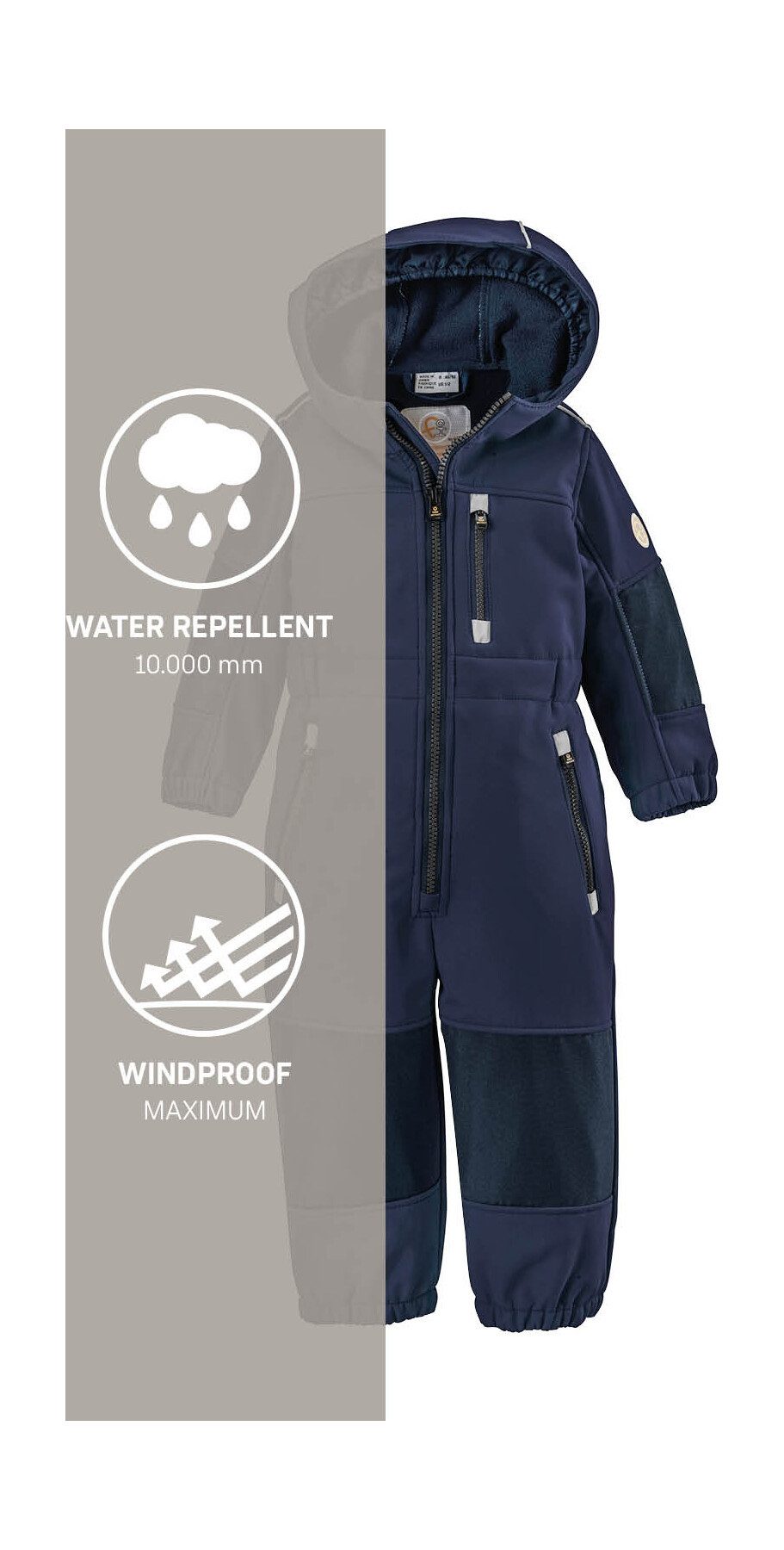 first instinct by killtec Jumpsuit FIOW 35 MNS ONPC Softshellpak met fleece binnenin, waterafstotend, winddicht