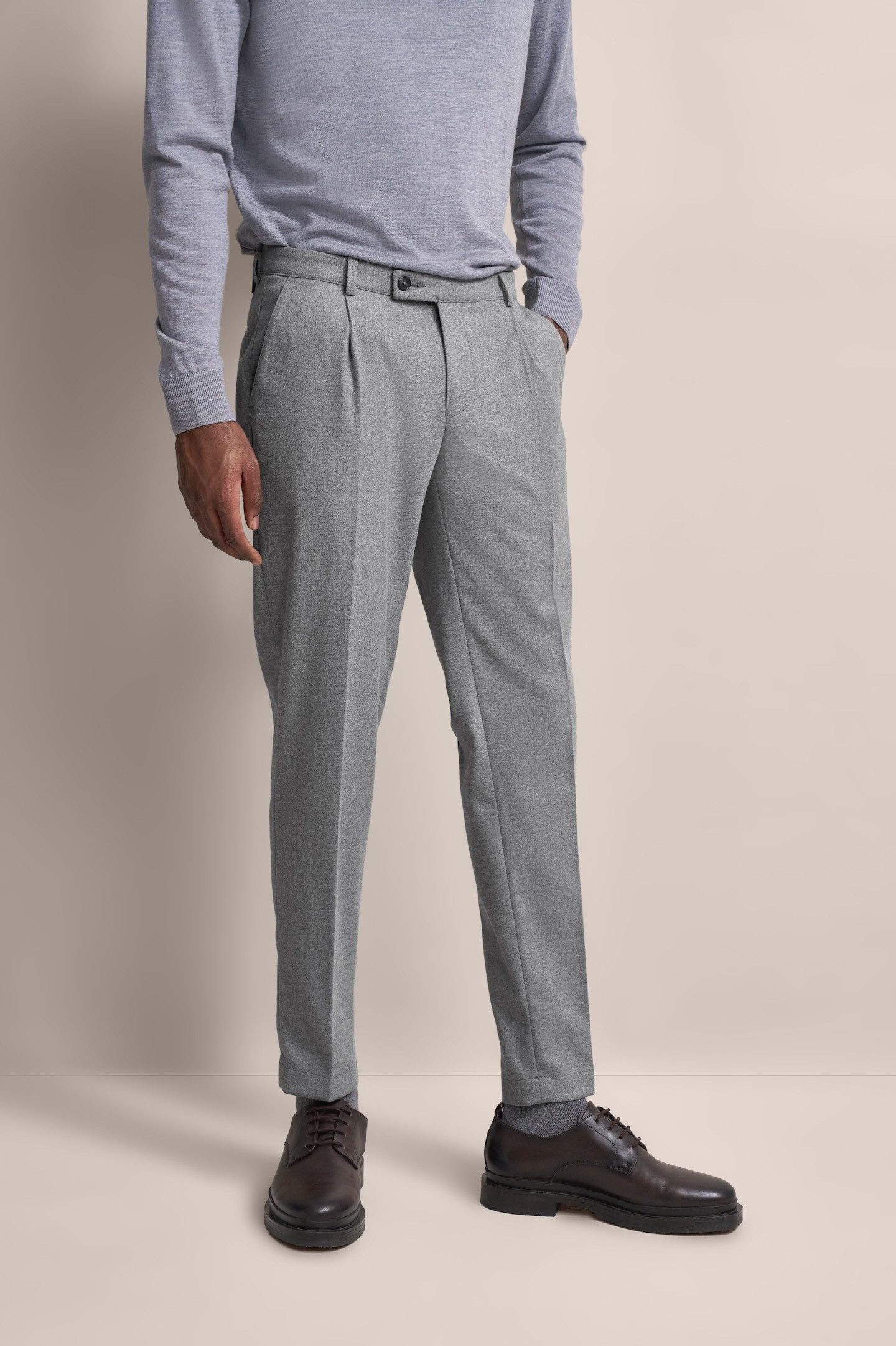 Bugatti Bandplooibroek met modern flanel soft-touch