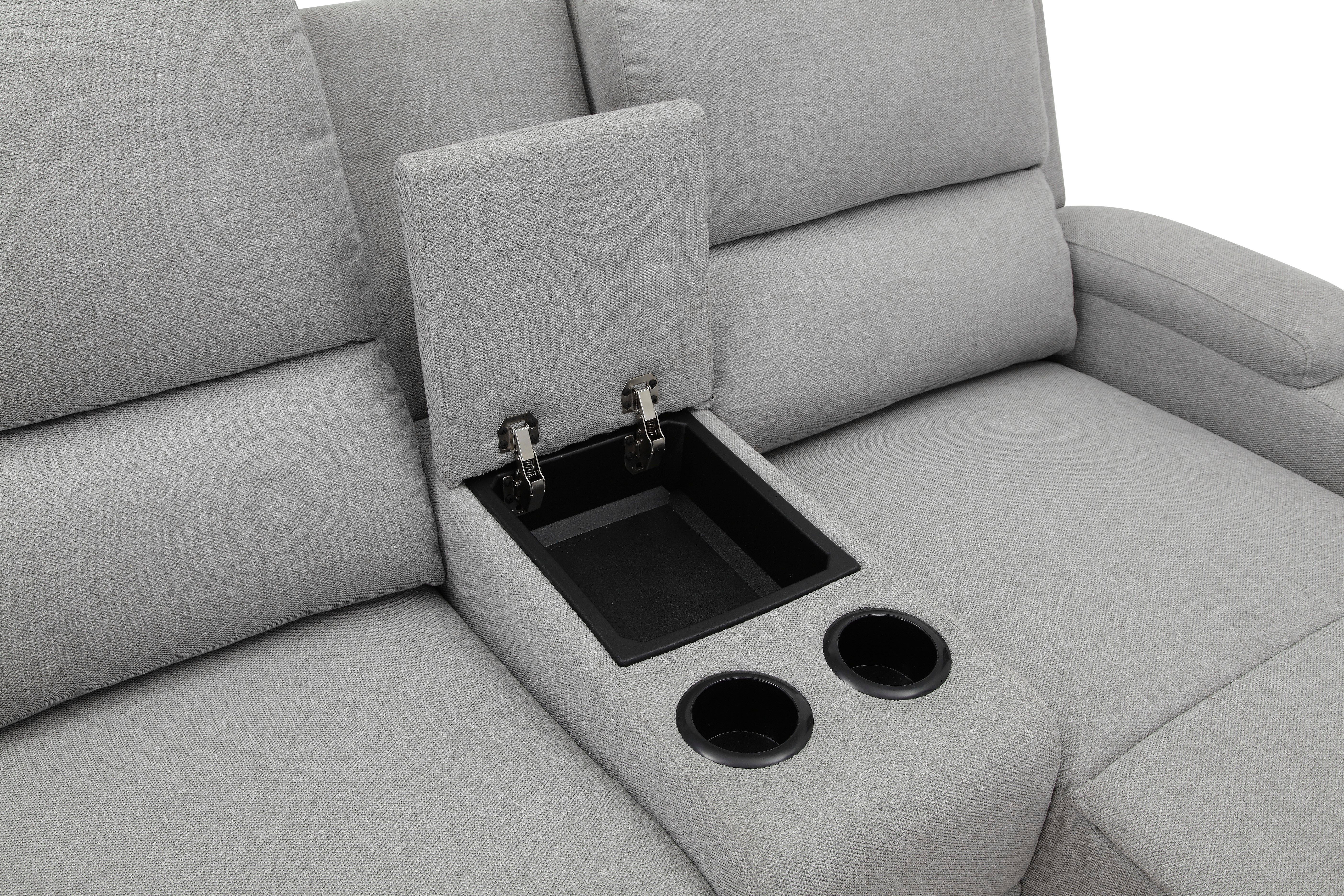 Home affaire Hoekbank Napori multimediabank, 3 bioscoopstoelen XXL, L-model, Bioscoopbank met relaxfunctie, bekerhouder, opbergvak en opbergbox