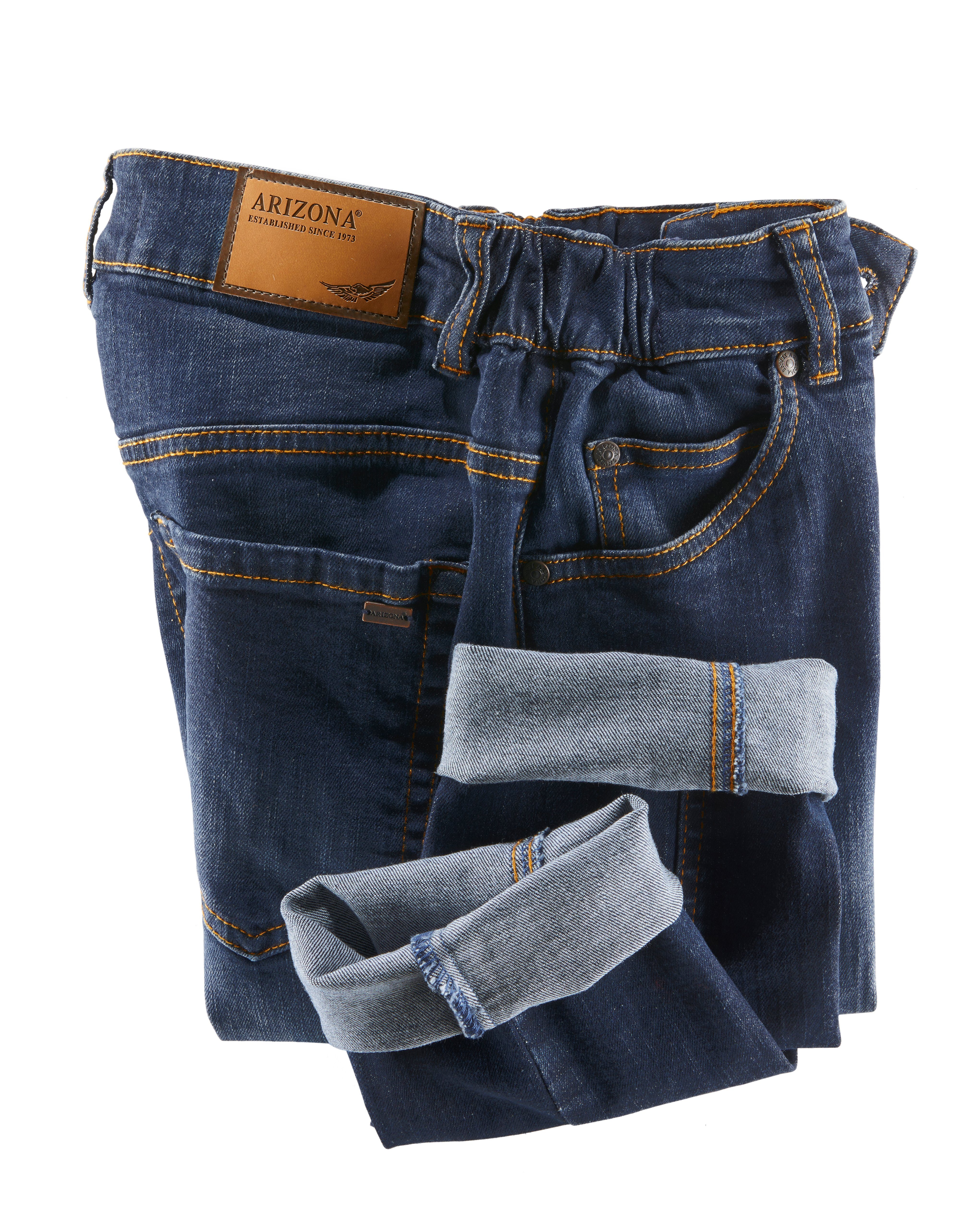 Arizona Slim fit jeans Svenja - band met opzij elastische inzet smalle pasvorm, skinny jeans, used-wassing, hoge taille