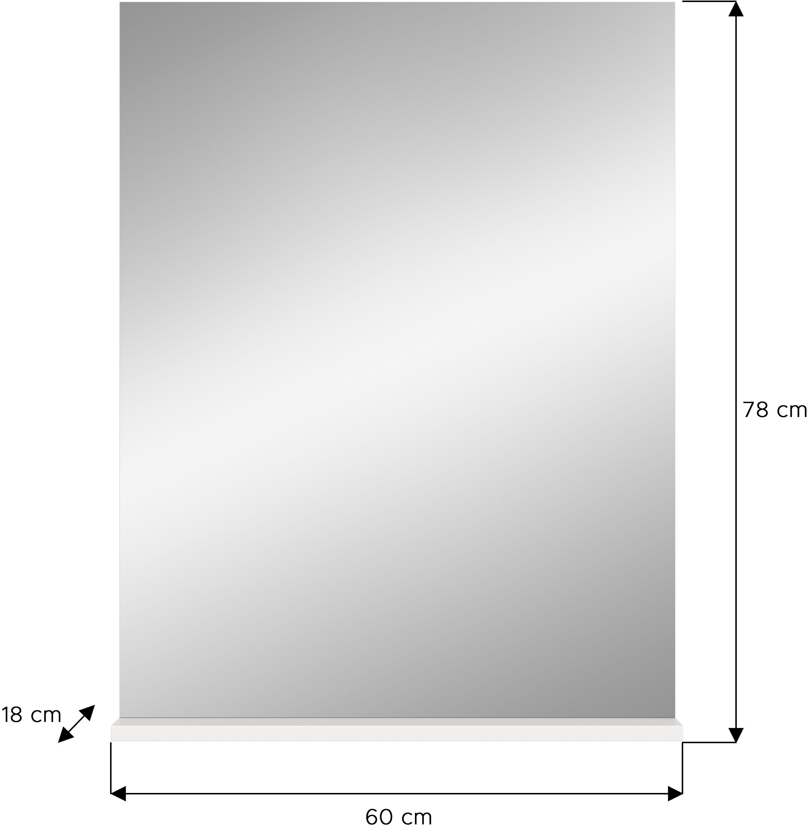 INOSIGN Badspiegel Siena, breedte 60 cm, 1 legplank, hoogwaardig spiegelglas in verschillende kleuren verkrijgbaar, badkamermeubels, spiegel, badkamer