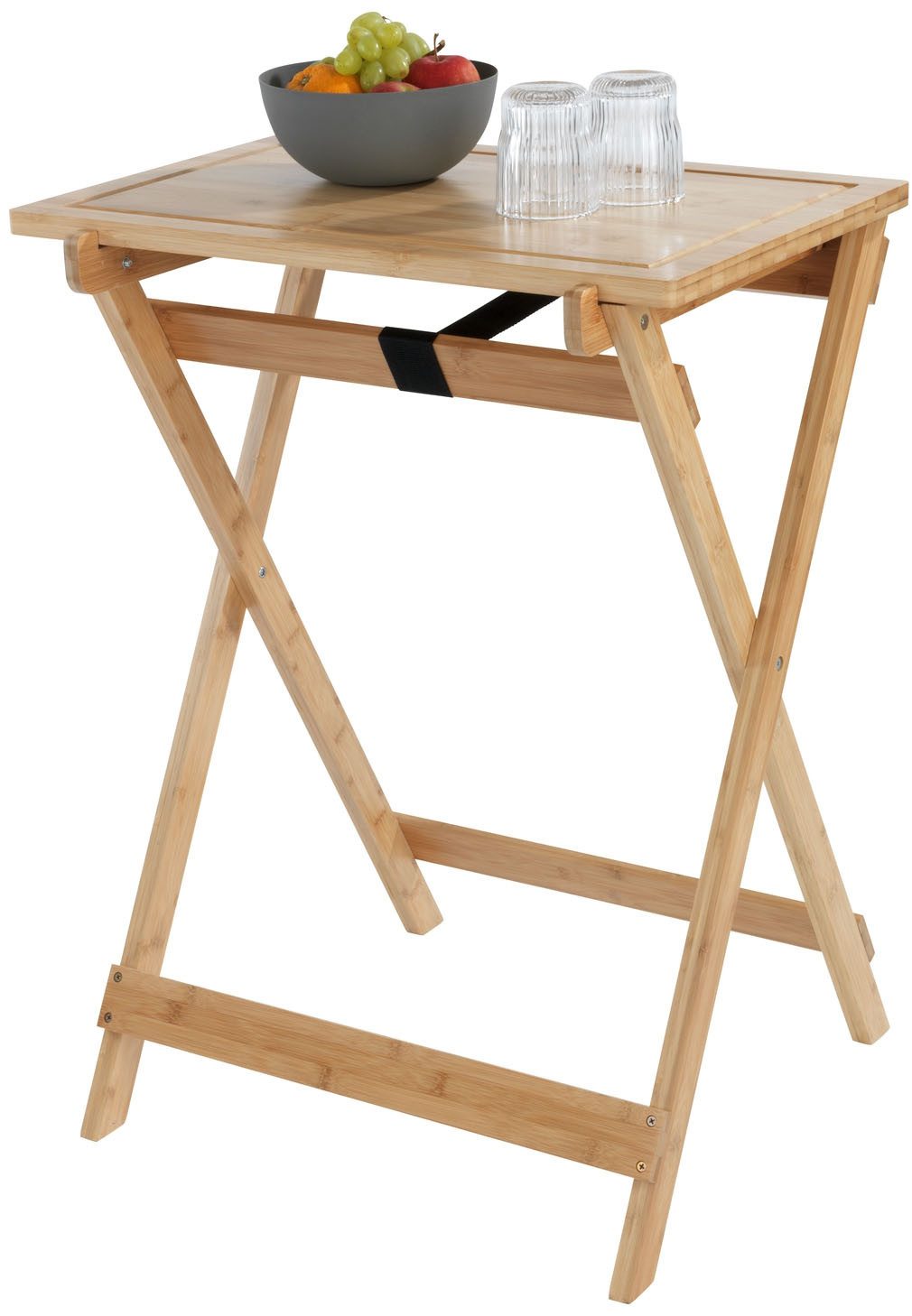 WENKO Klaptafel Model Lugo Bijzettafel met snijplank en afneembare dienblad, bamboe