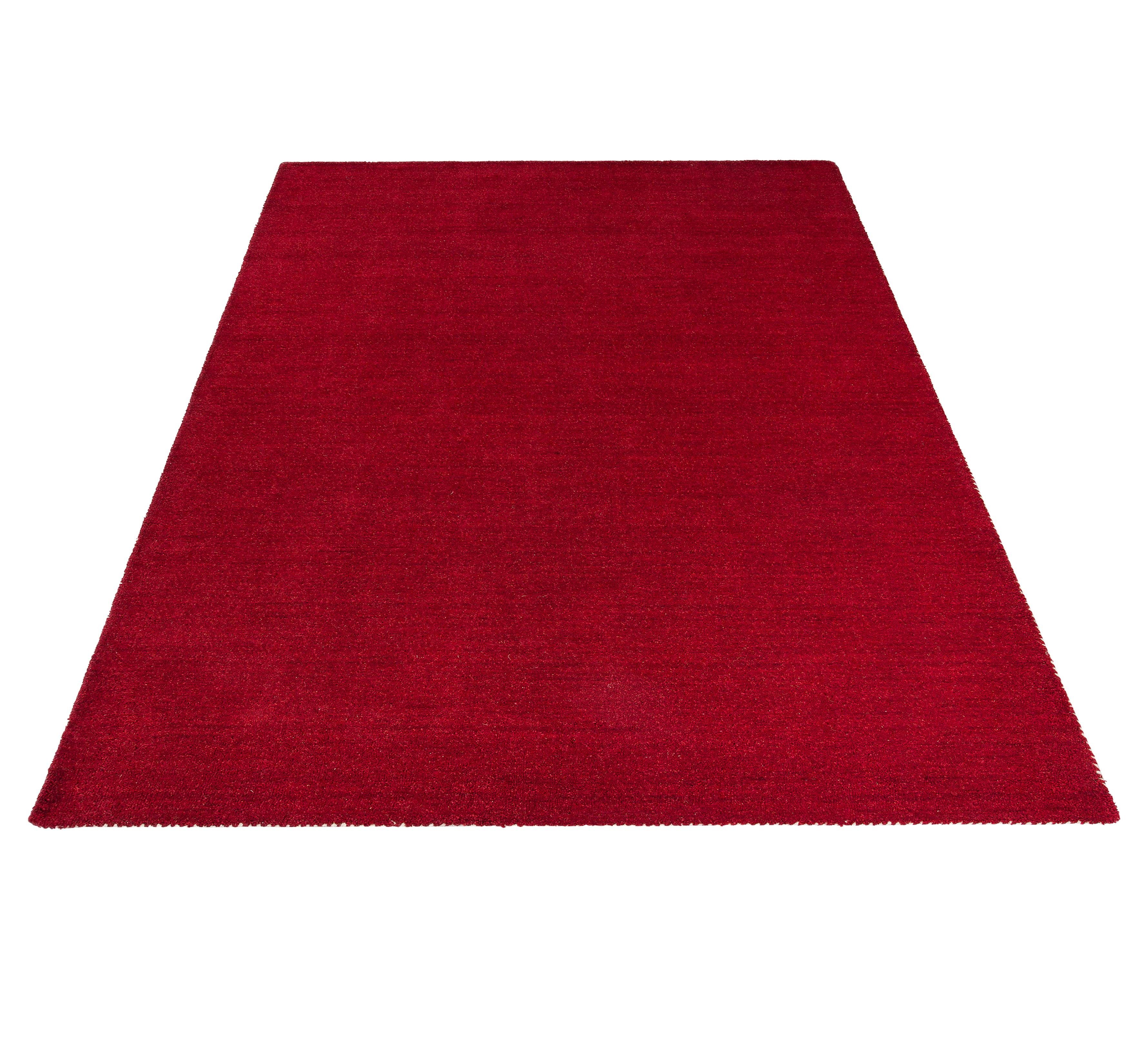 THEKO Wollen kleed Gabbeh uni, Handgeweven vloerkleed, mêlee, zuivere wol, met de hand geweven