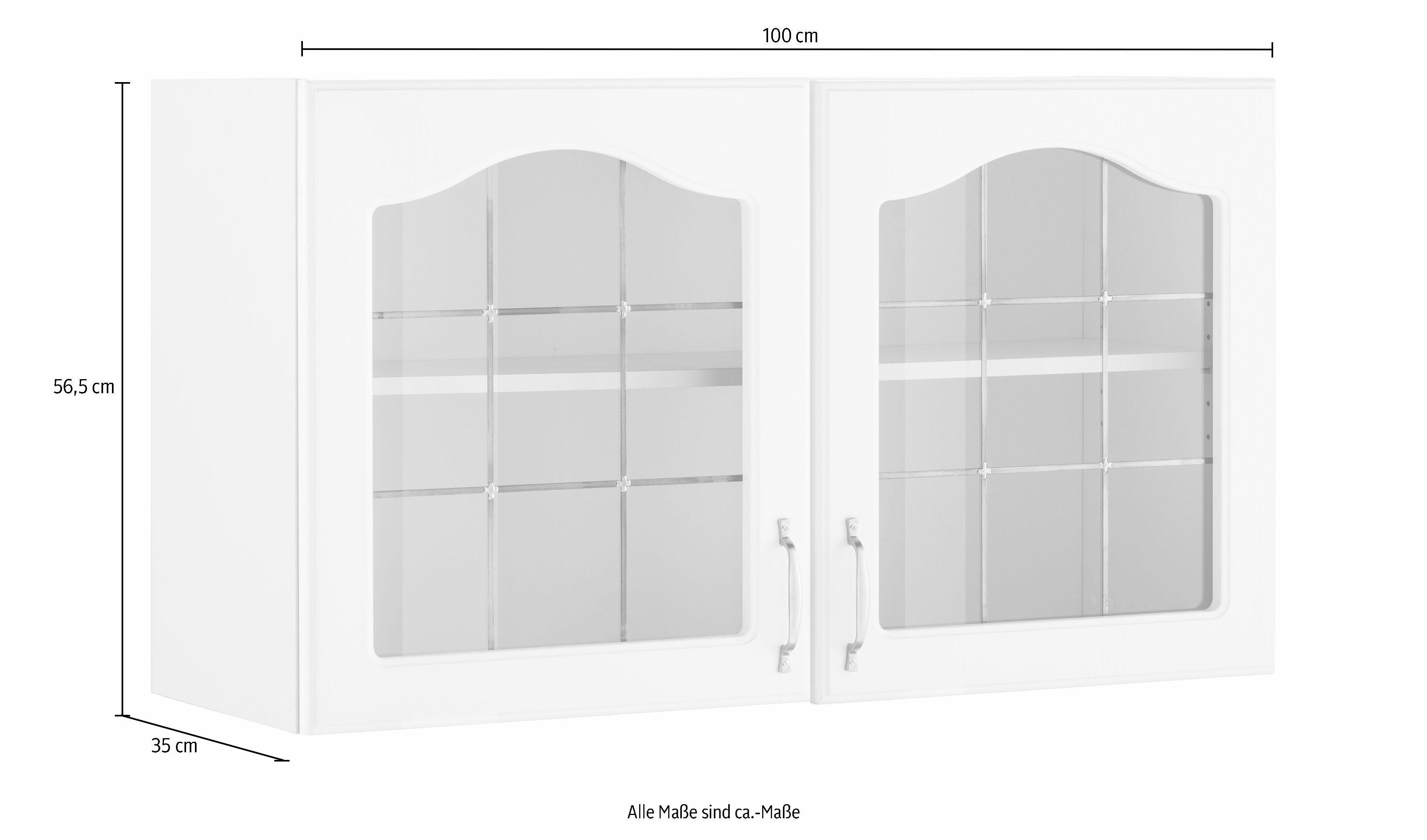 wiho Küchen Hangend kastje met glasdeur Linz 100 cm breed, met 2 glasdeuren