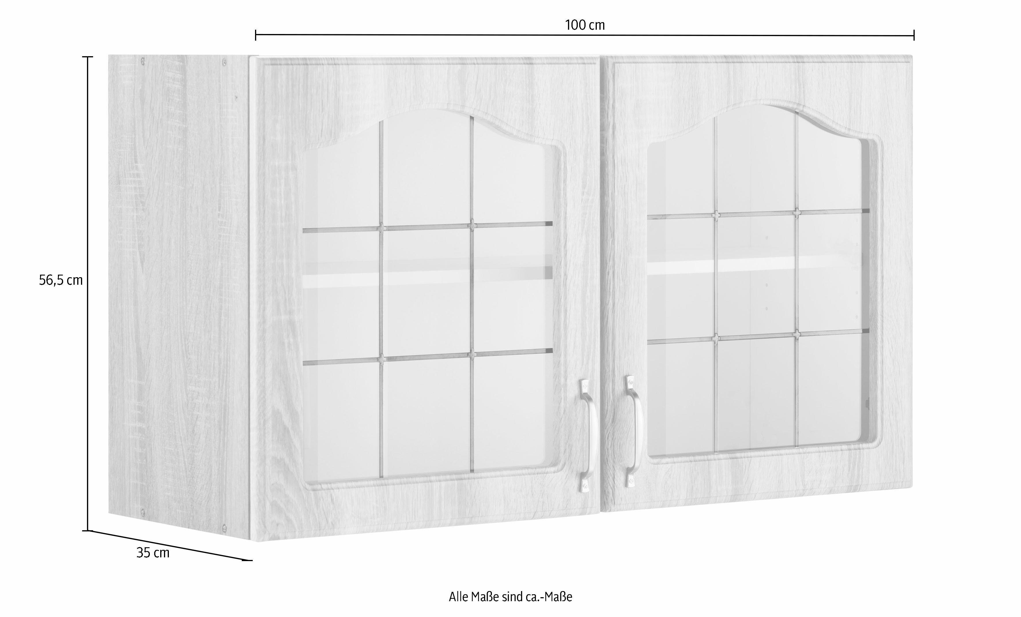 wiho Küchen Hangend kastje met glasdeur Linz 100 cm breed, met 2 glasdeuren