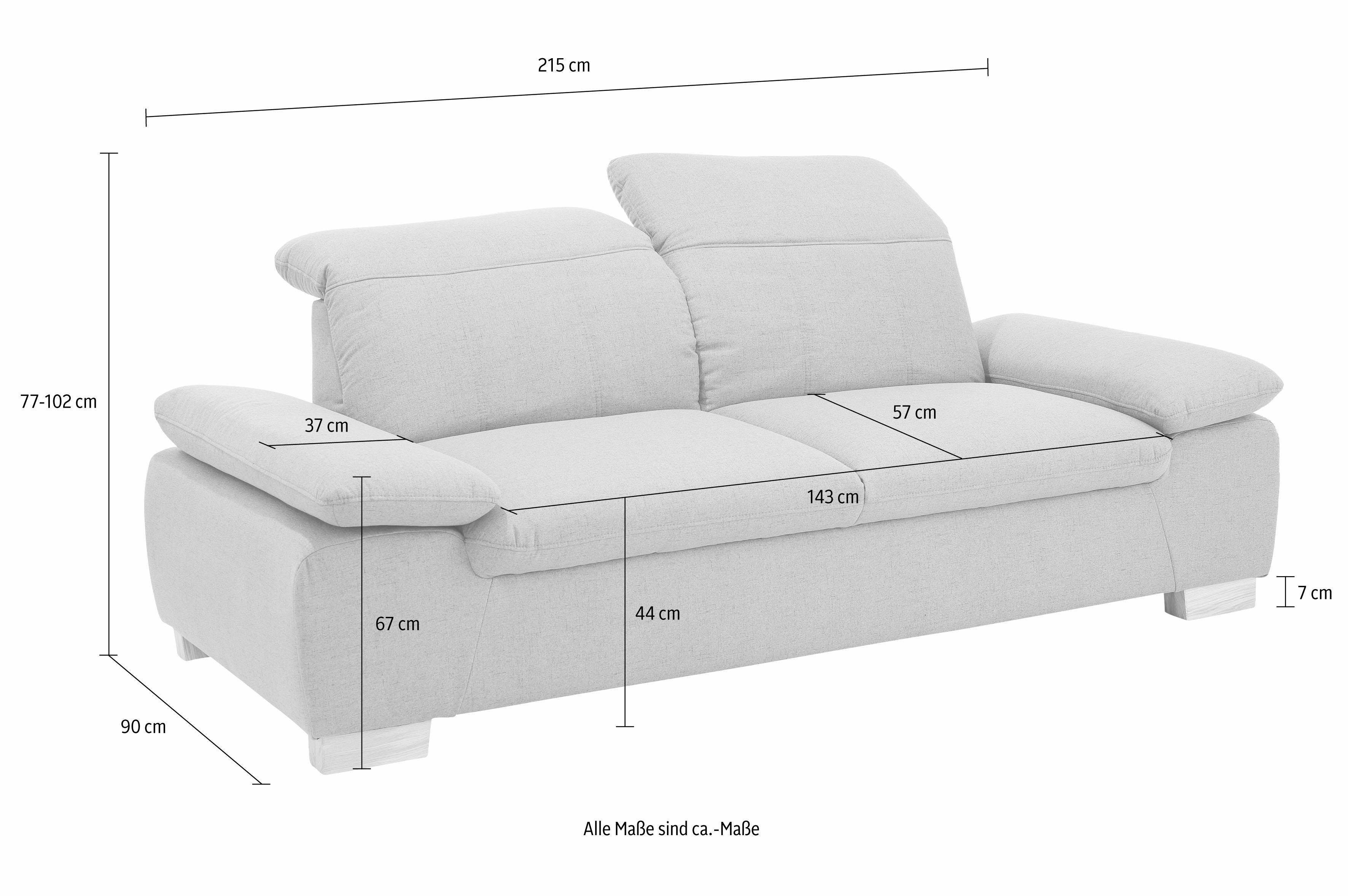 Home affaire 2,5-zitsbank Bergamo multifunctionele bank, elegant en comfortabel met verstelbare armleuning en rugleuning, binnenvering