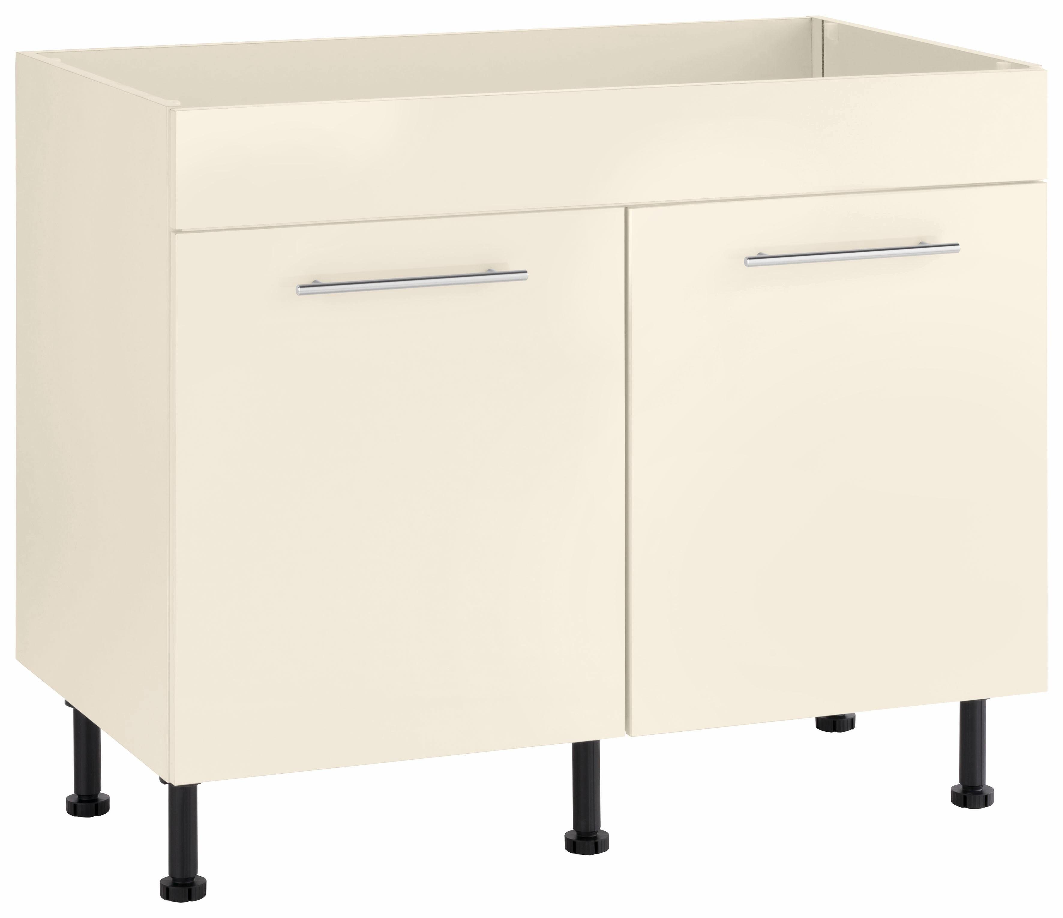 wiho Küchen Gootsteenkast Ela Breedte 100 cm, in hoogte verstelbare poten gootsteenkasten wit