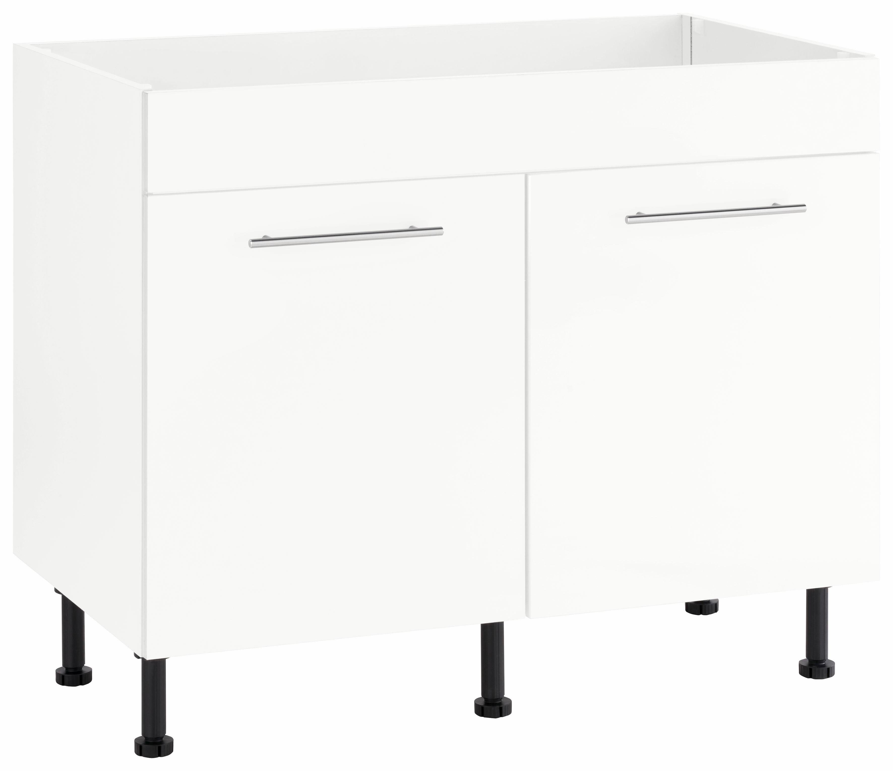 wiho Küchen Gootsteenkast Ela Breedte 100 cm, in hoogte verstelbare poten gootsteenkasten wit