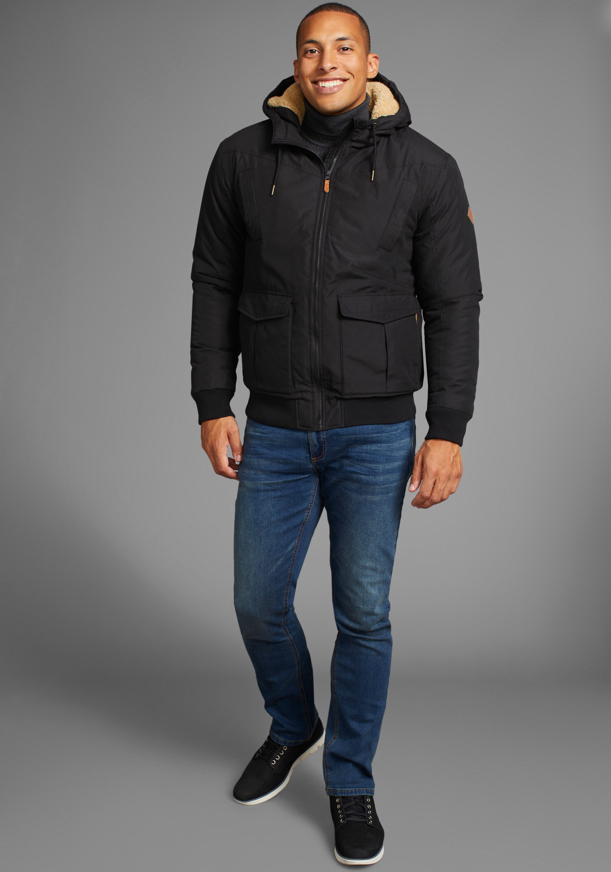 Bruno Banani Winterjack van katoen en polyester, hoge kraag