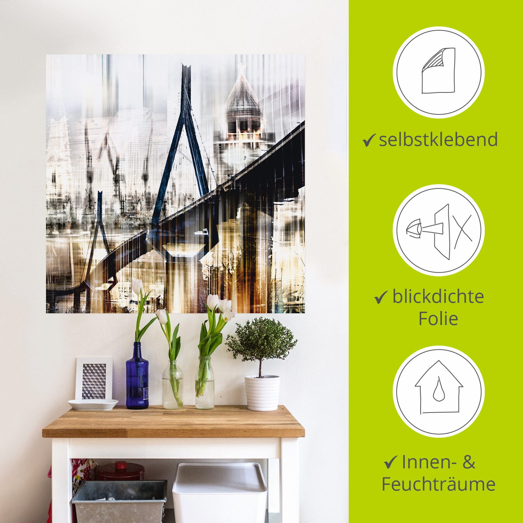 Artland Artprint Hamburg Skyline collage III als artprint op linnen, muursticker in verschillende maten