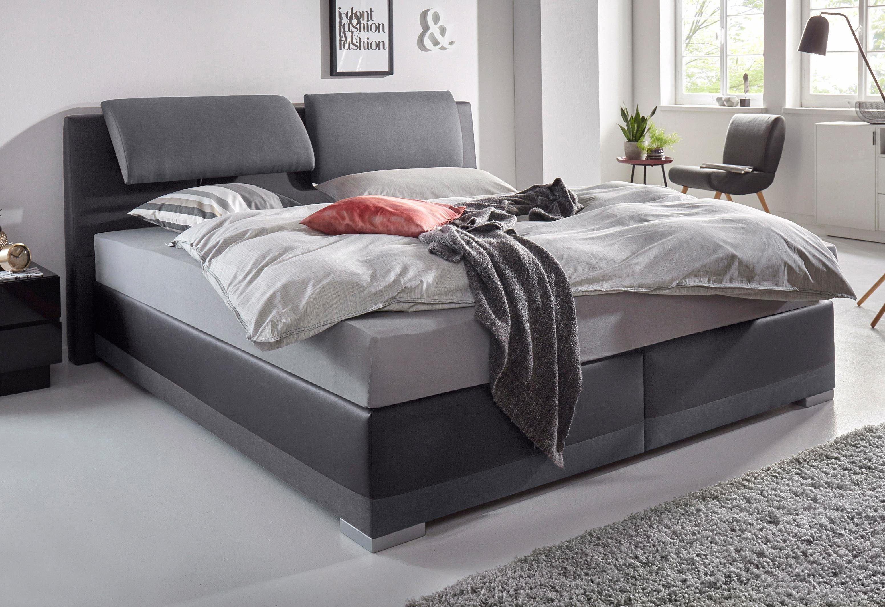 Maintal Boxspring verstelbare hoofdsteun boxsprings grijs