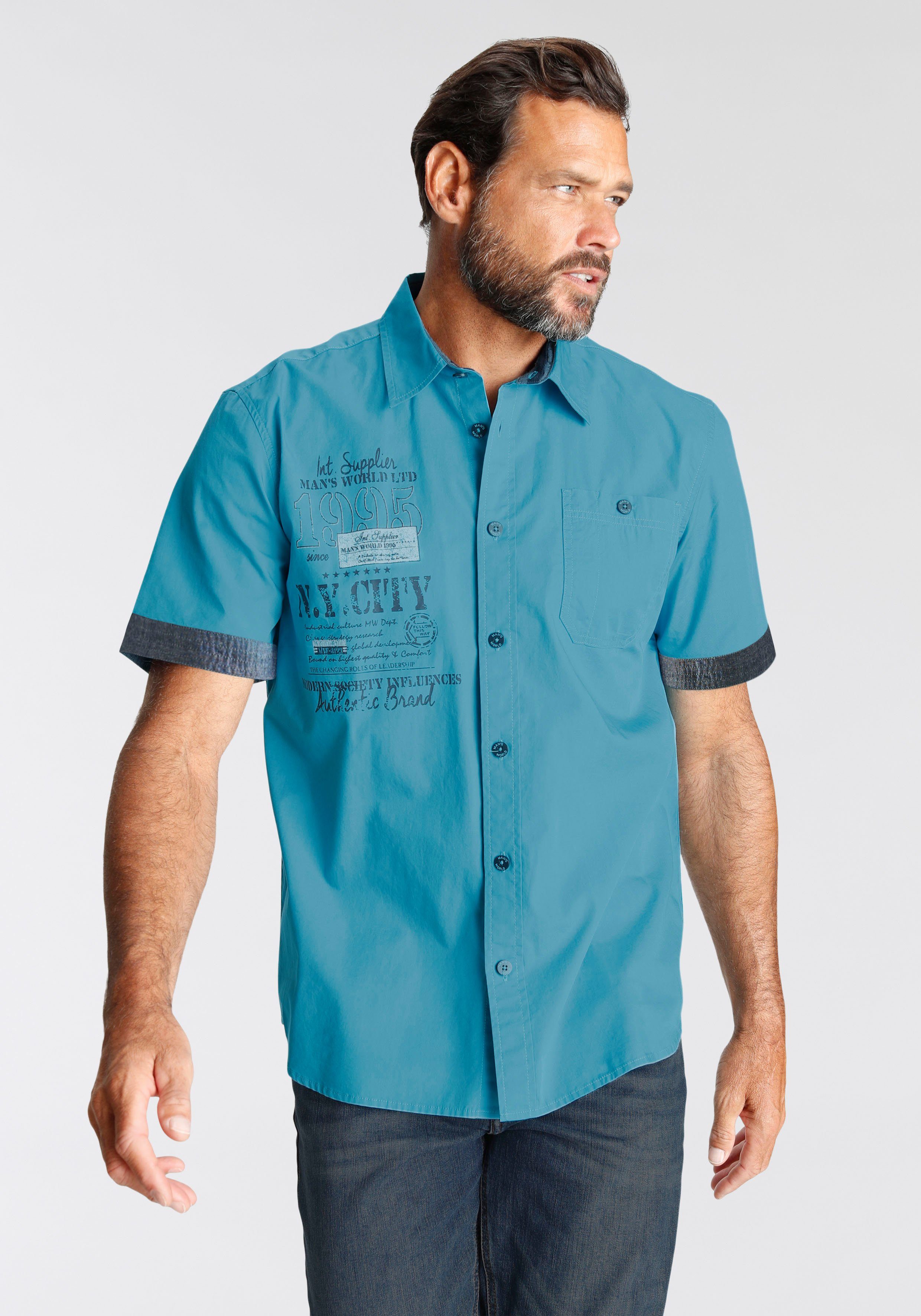Man's World Overhemd met korte mouwen met print