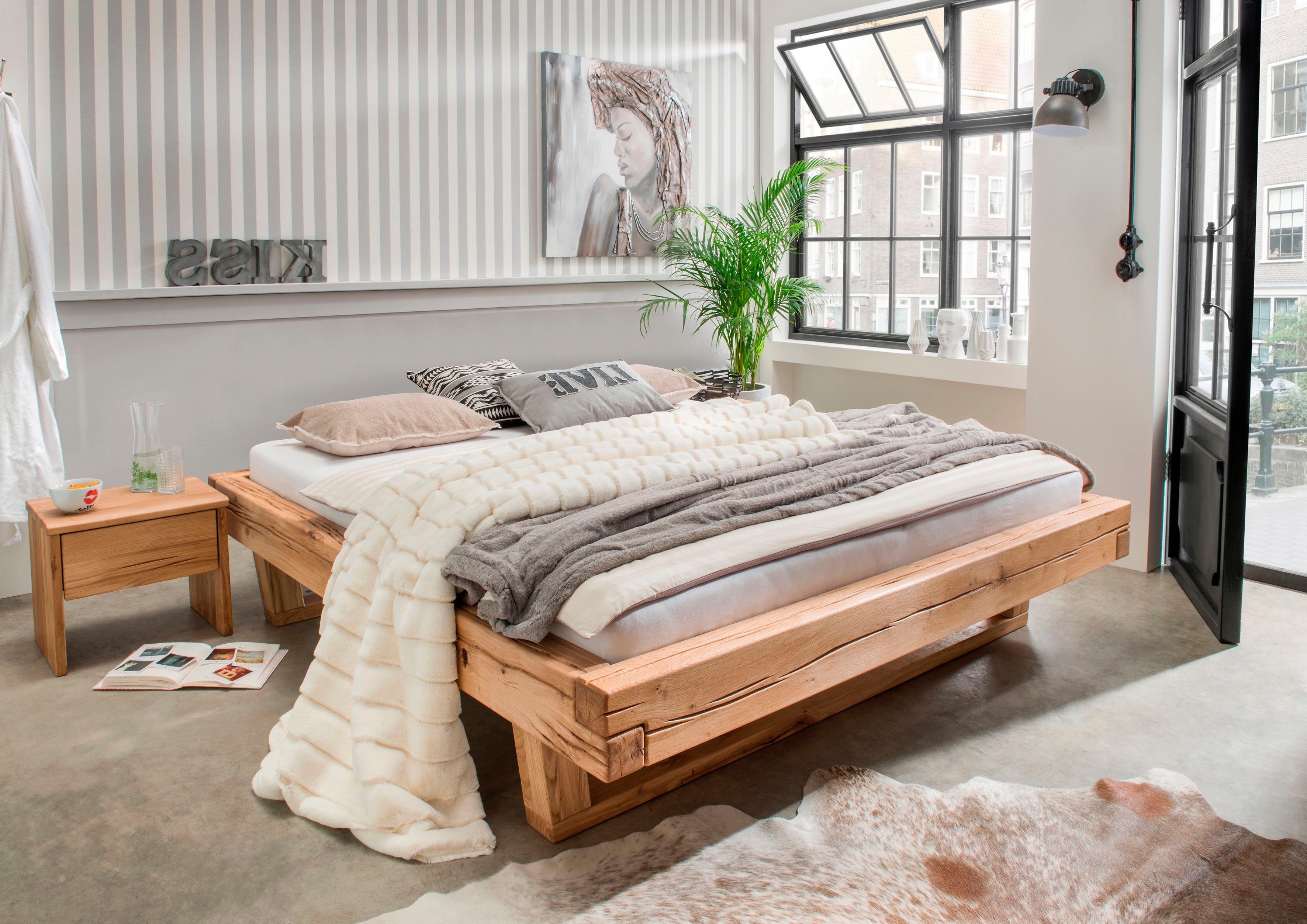 Home affaire Massief houten ledikant Ultima, hoge belastbaarheid, futonbed zonder hoofdeinde van eiken of sparrenhout, fsc-gecertificeerd, in vele breedtes (3-delig)