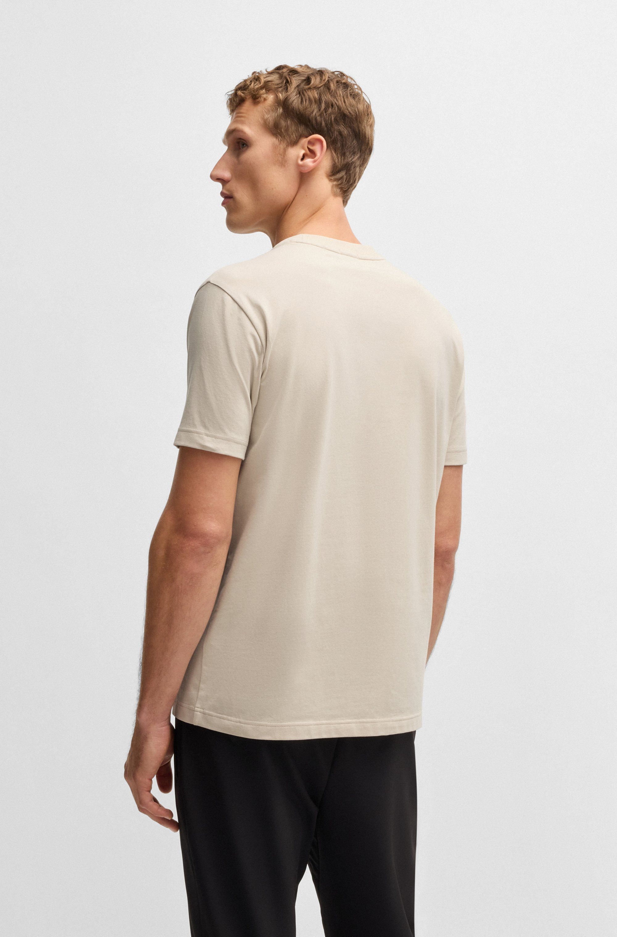 BOSS GREEN Shirt met ronde hals Thee met gegomd contrast-logo