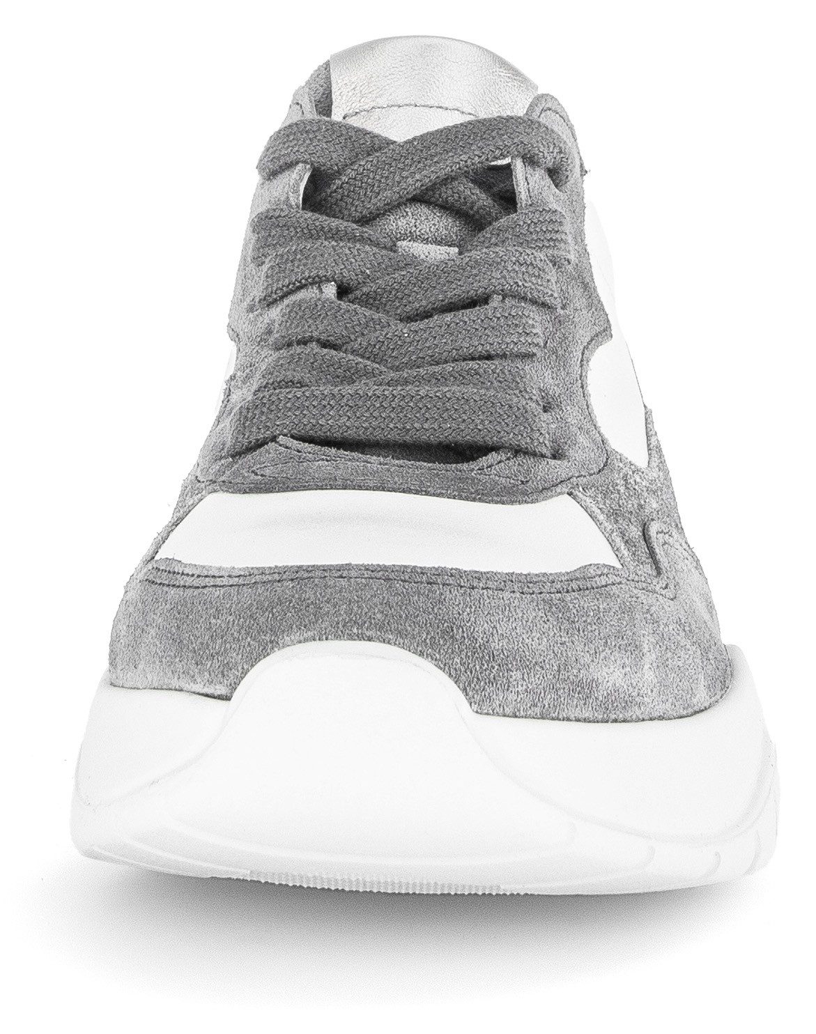 Gabor Sneakers met sleehak , vrijetijdsschoen, lage schoen, veterschoen in modieuze materiaalmix