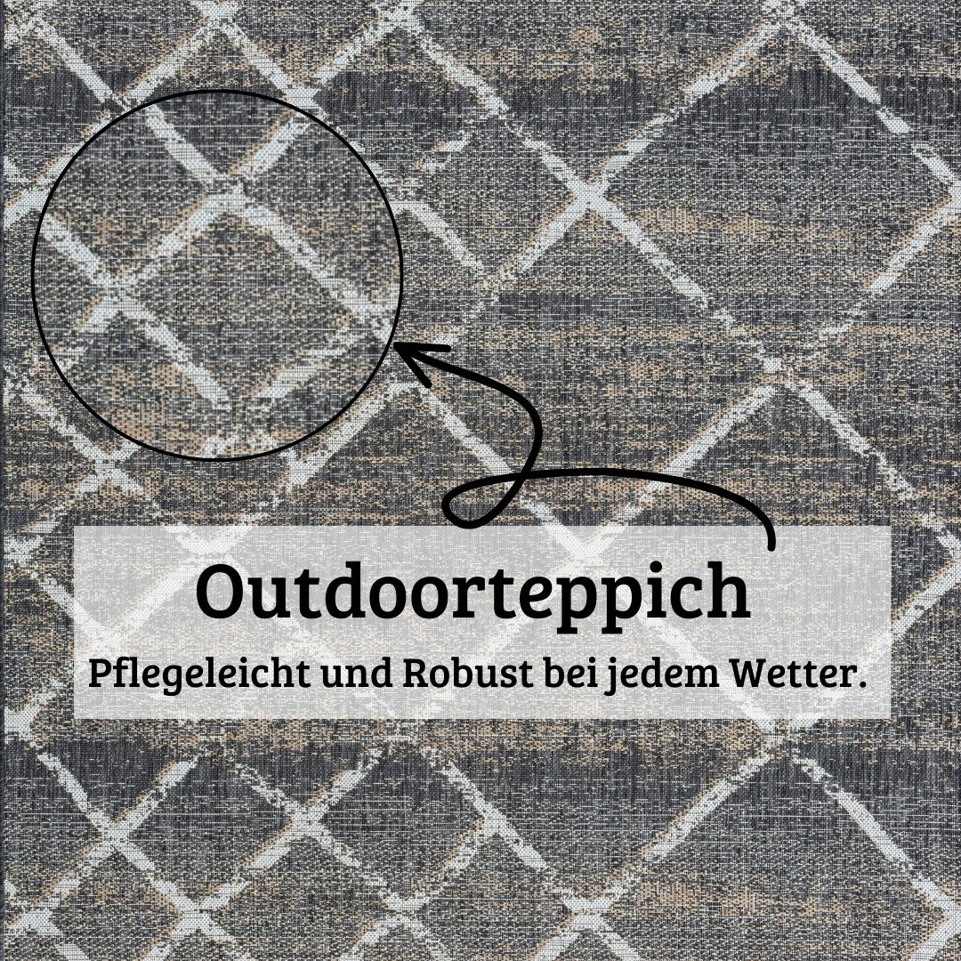 my home Vloerkleed Sorren voorraadopruiming Ruitenpatroon, geschikt voor binnen- en buitengebruik, terras & balkon