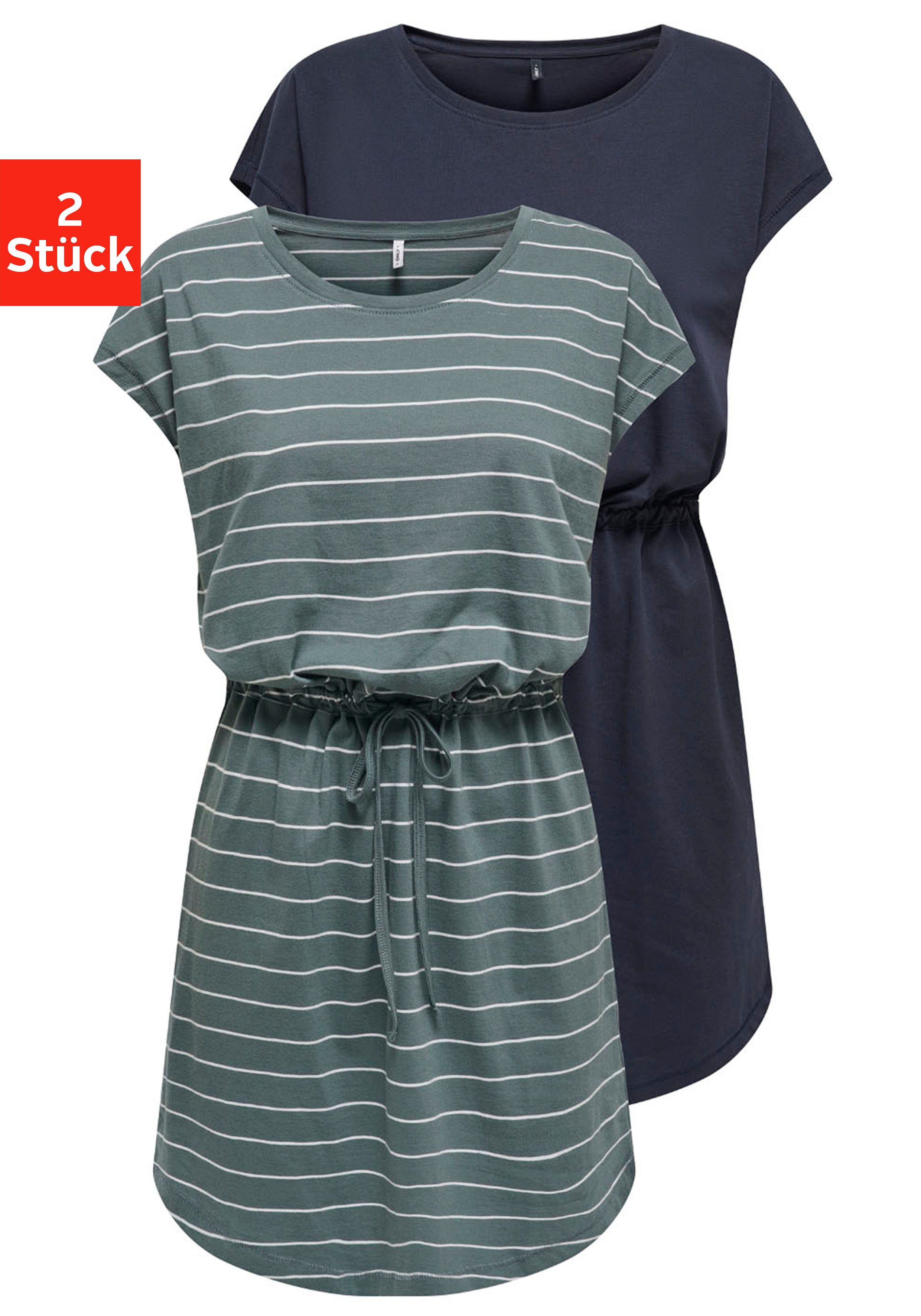 Only Shirtjurk ONLMAY LIFE S/S DRESS 2 PACK CS JRS flexibel taillierbaar voor een individuele pasvorm (Set van 2)