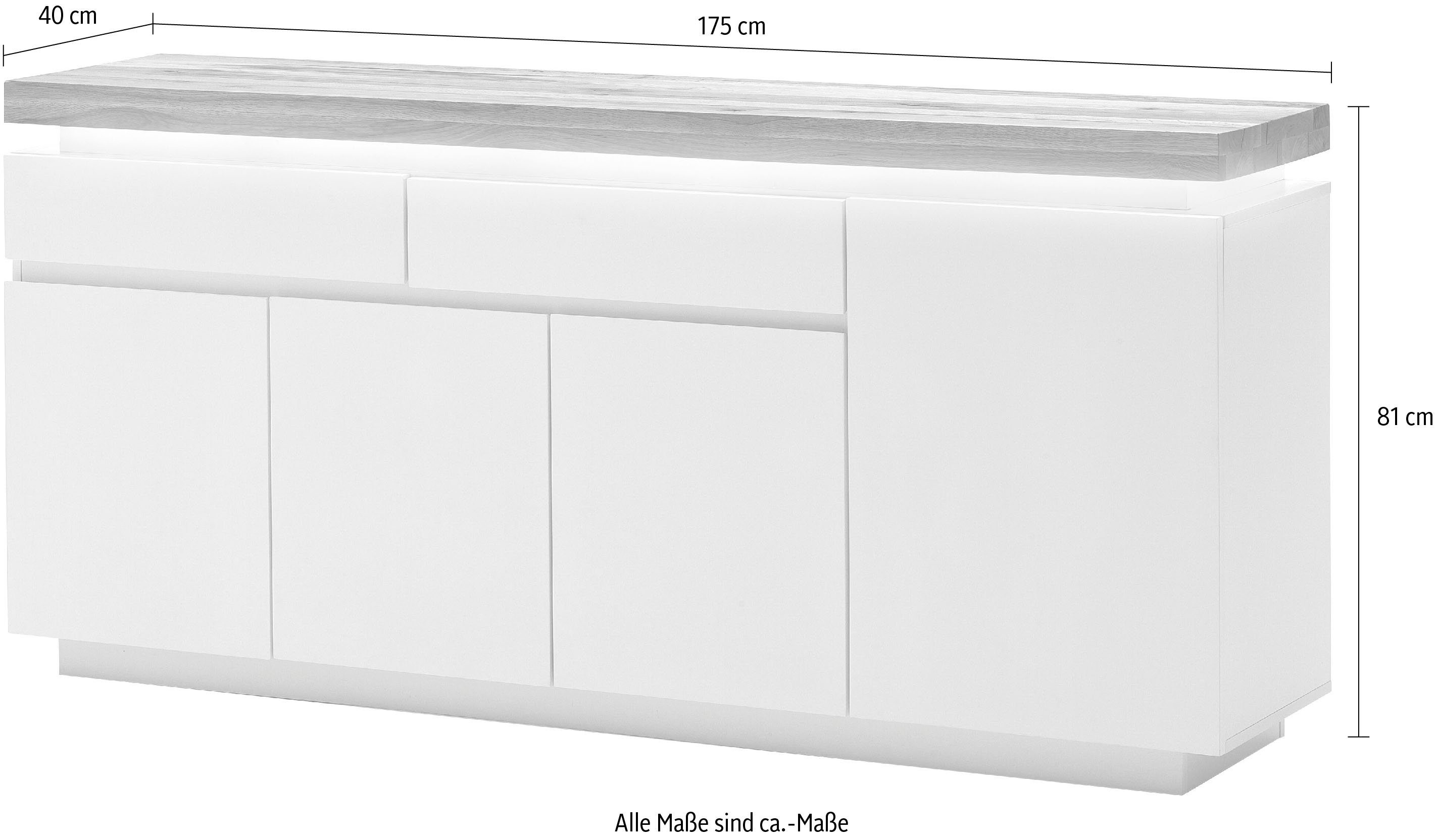 MCA furniture Dressoir Romina met ledverlichting wit dimbaar, incl. afstandsbediening