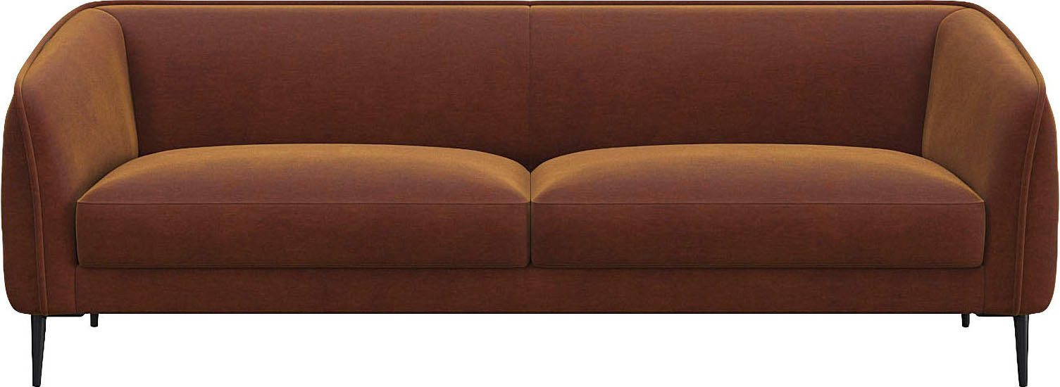 FLEXLUX 3-zitsbank Belle designbank, bank, comfortabel door koudschuim in de zitting bruin, 3-zitsbanken