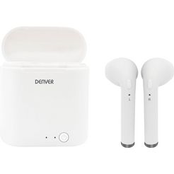 denver wireless in-ear-hoofdtelefoon twq-40p + qi oplaadpad wit