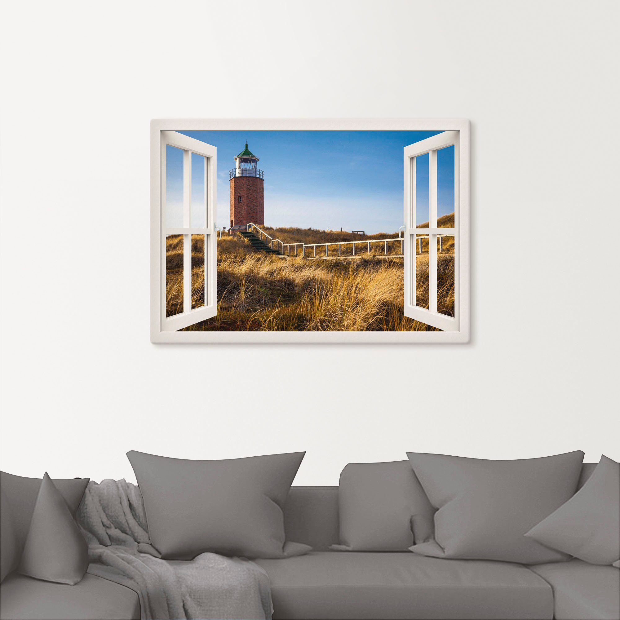 Artland Artprint Blik uit het venster baken Kampen als artprint op linnen in verschillende maten