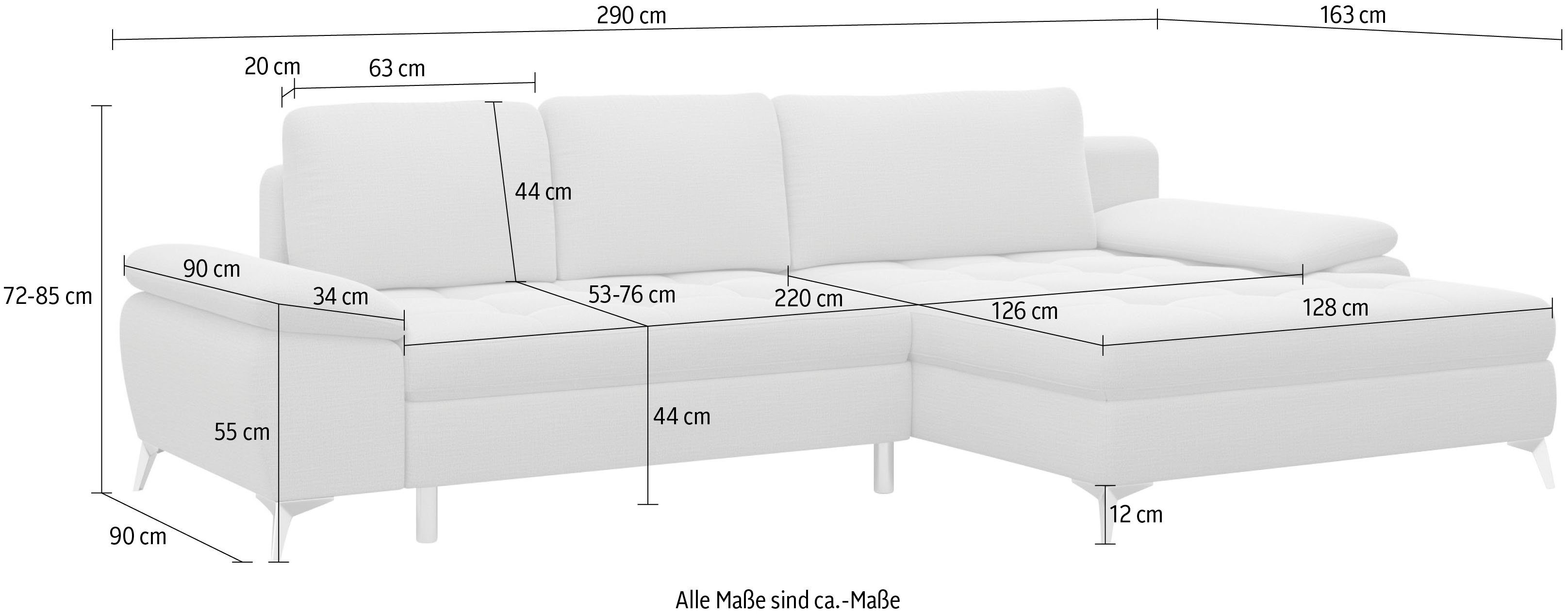 sit&more Hoekbank Latigo L-vorm met mega-récamier, naar keuze met slaapfunctie en bedkist