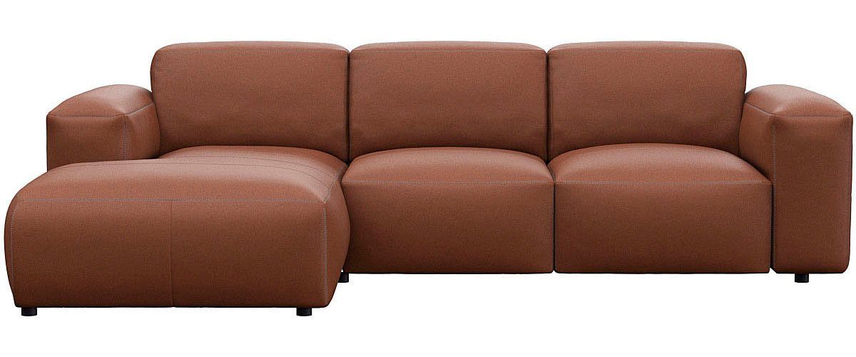 FLEXLUX Hoekbank Lucera Chaise longue rechts of links, L-vorm, comfortabel bruin, hoekbanken, Echtleer, Chaiselongue links