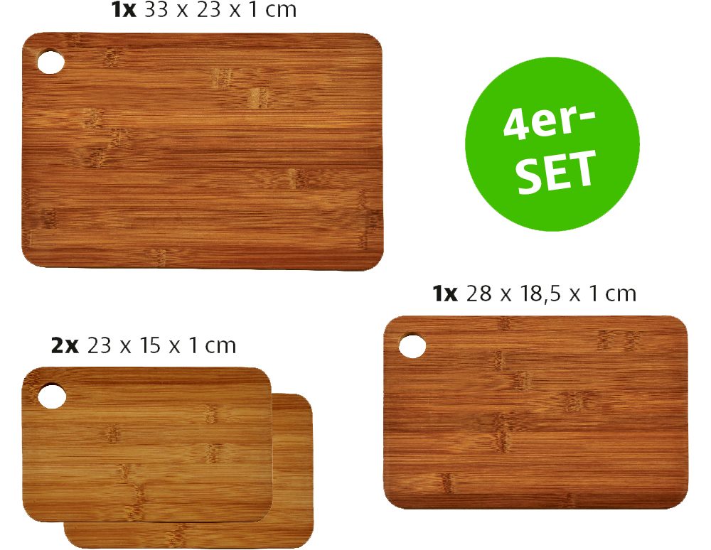 KESPER for kitchen & home Snijplank van fsc®-gecertificeerd donker bamboe (set, 4 stuks)
