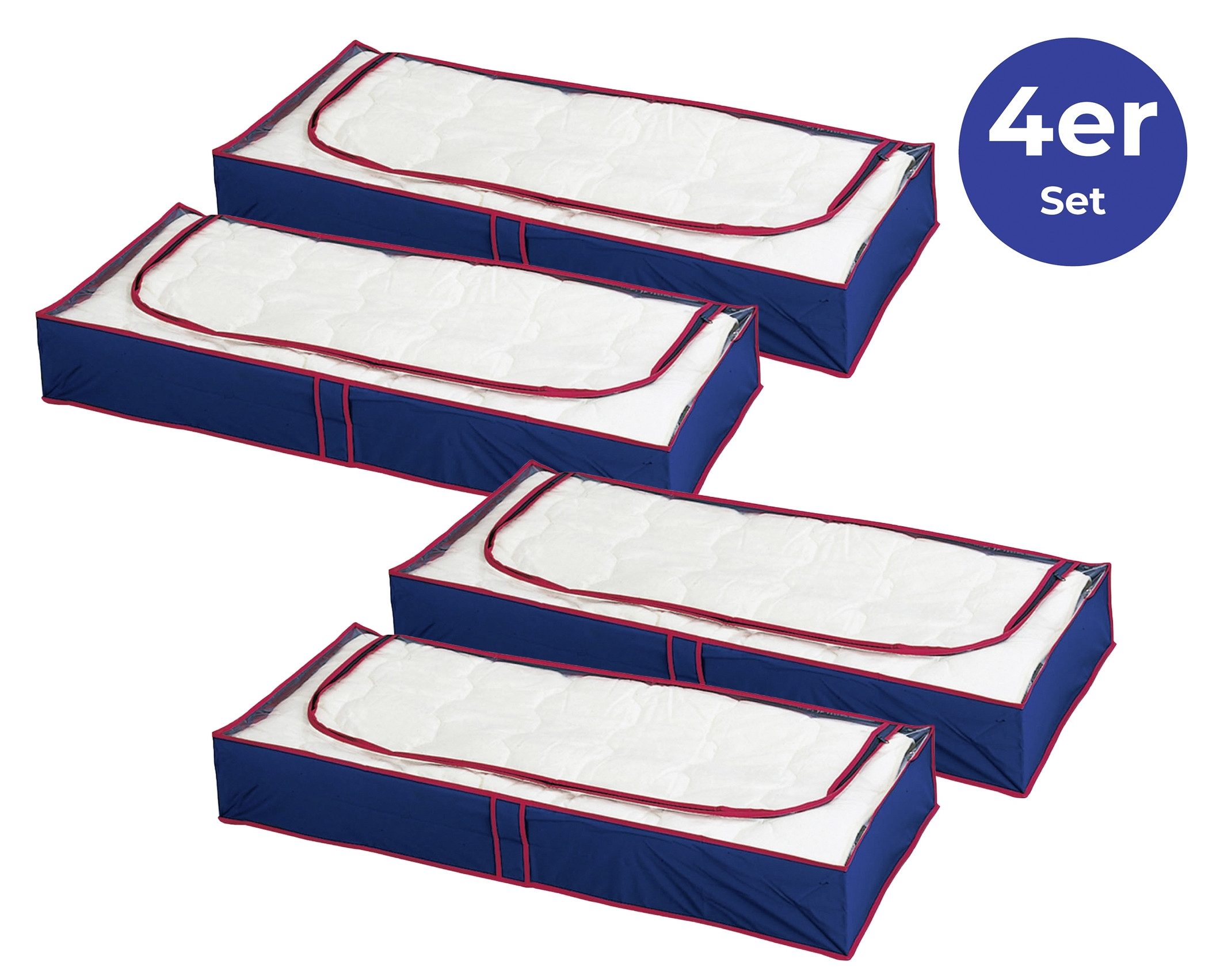 Maximex Onderbedlade Blauw/rood Opbergdoos voor kleding, ruimtebesparend, bescherming tegen stof & motten (set, 4 stuks)
