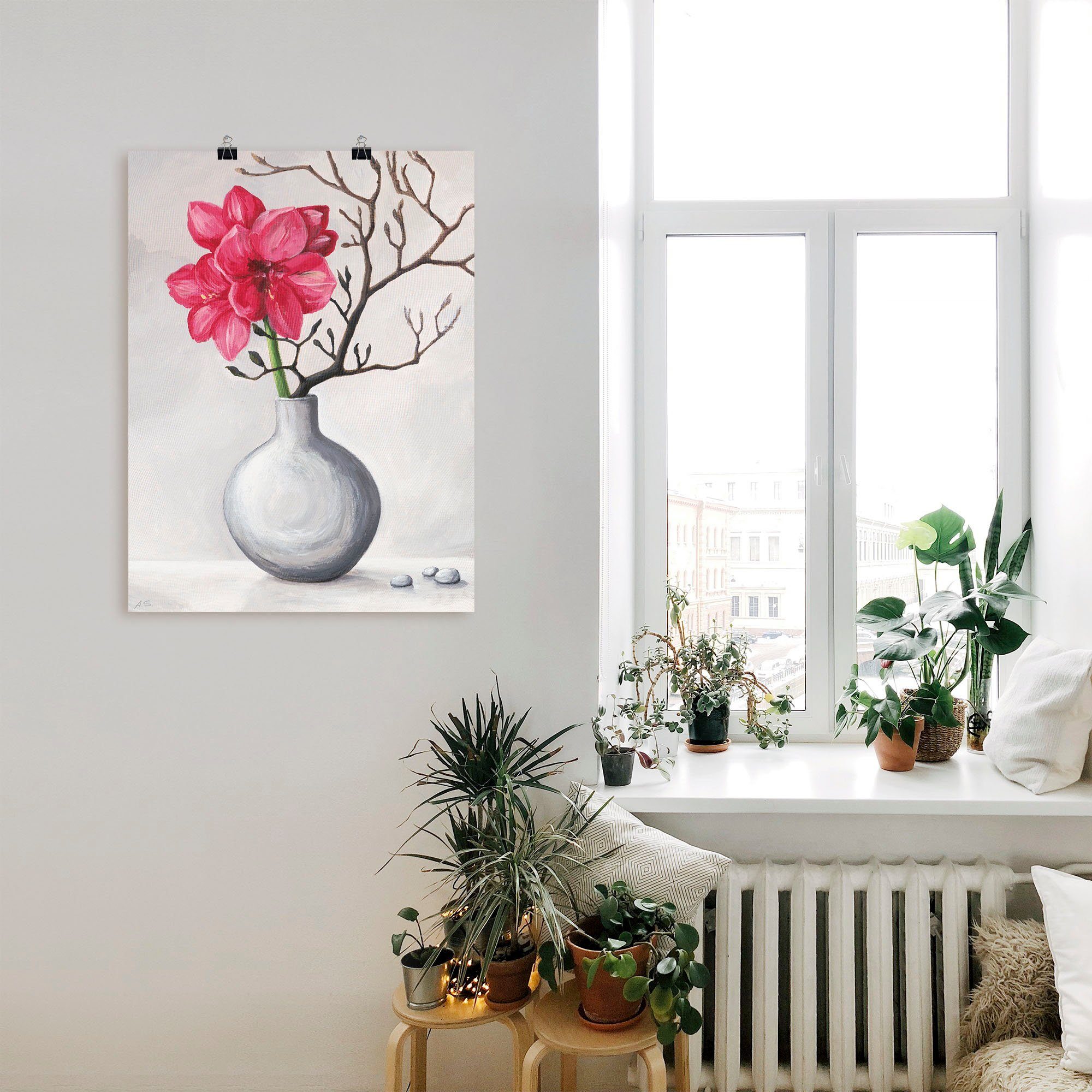 Artland Artprint Rode amaryllis als artprint van aluminium, artprint voor buiten, artprint op linnen, poster in verschillende maten. maten
