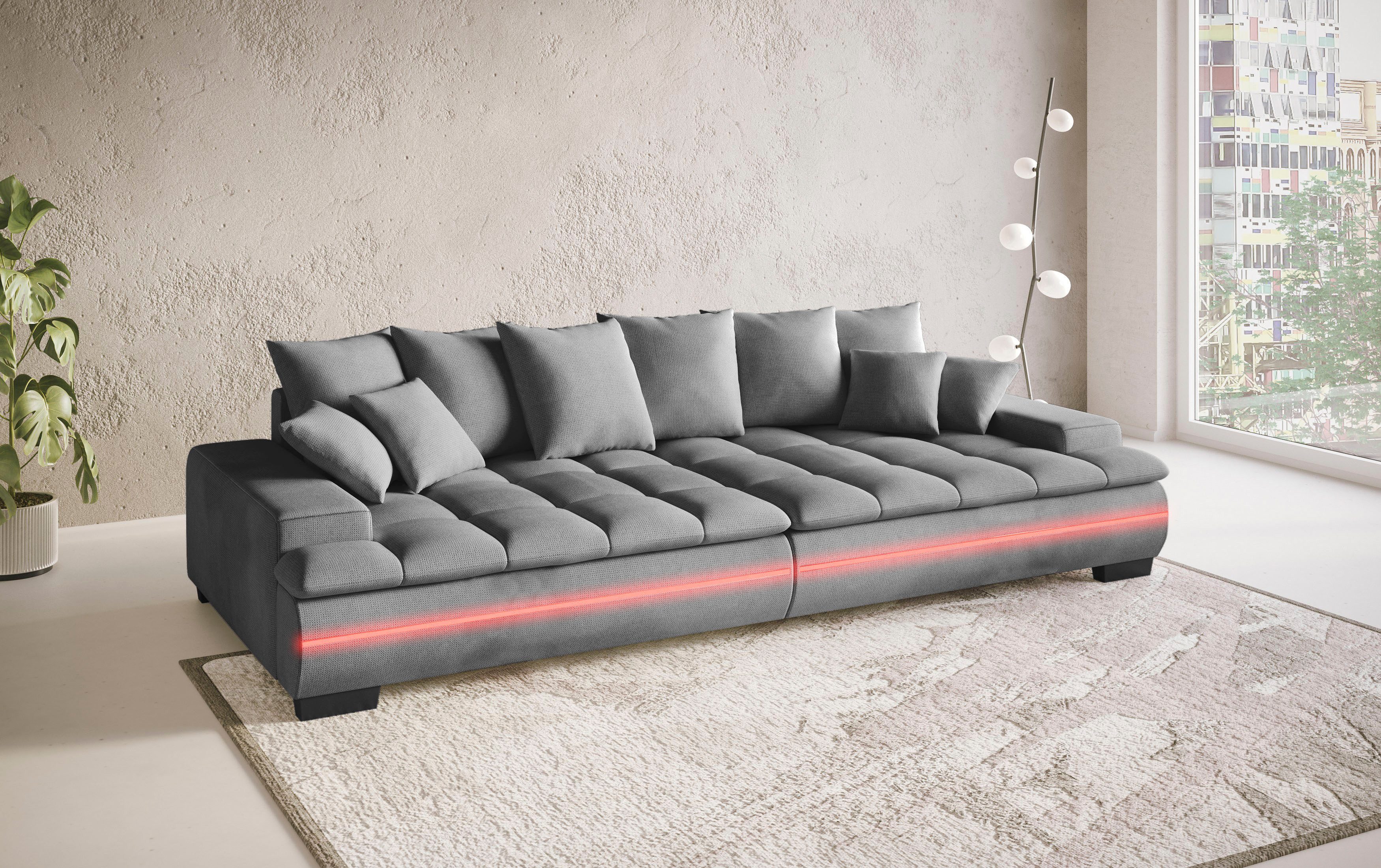Mr. Couch Megabank Haiti II RGB-LED verlichting, koudschuim bekleding, tot 140 kg belastbaar