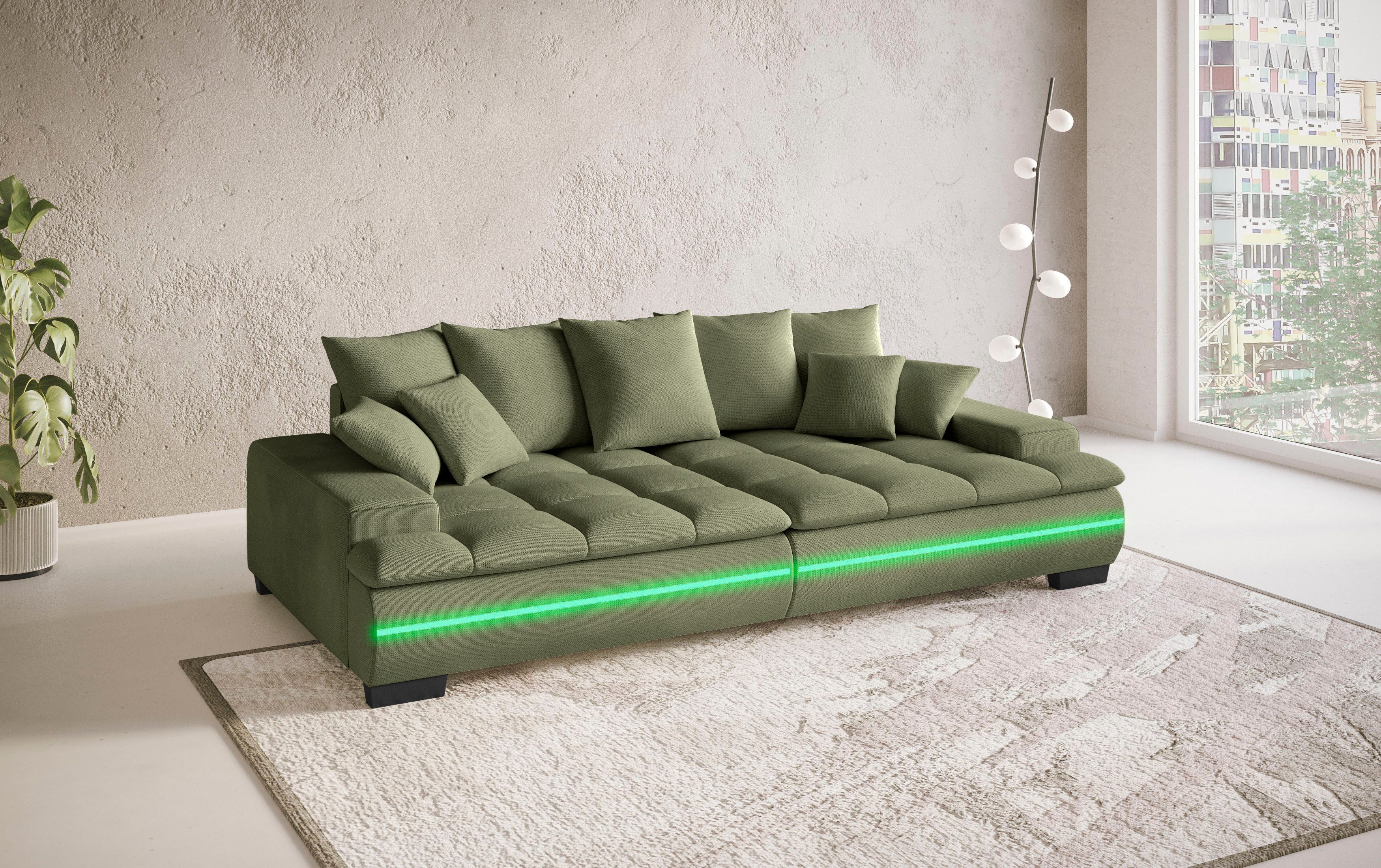 Mr. Couch Megabank Haiti II RGB-LED RGB-LED verlichting, met ambachtelijk gemaakte comfort-stiksel