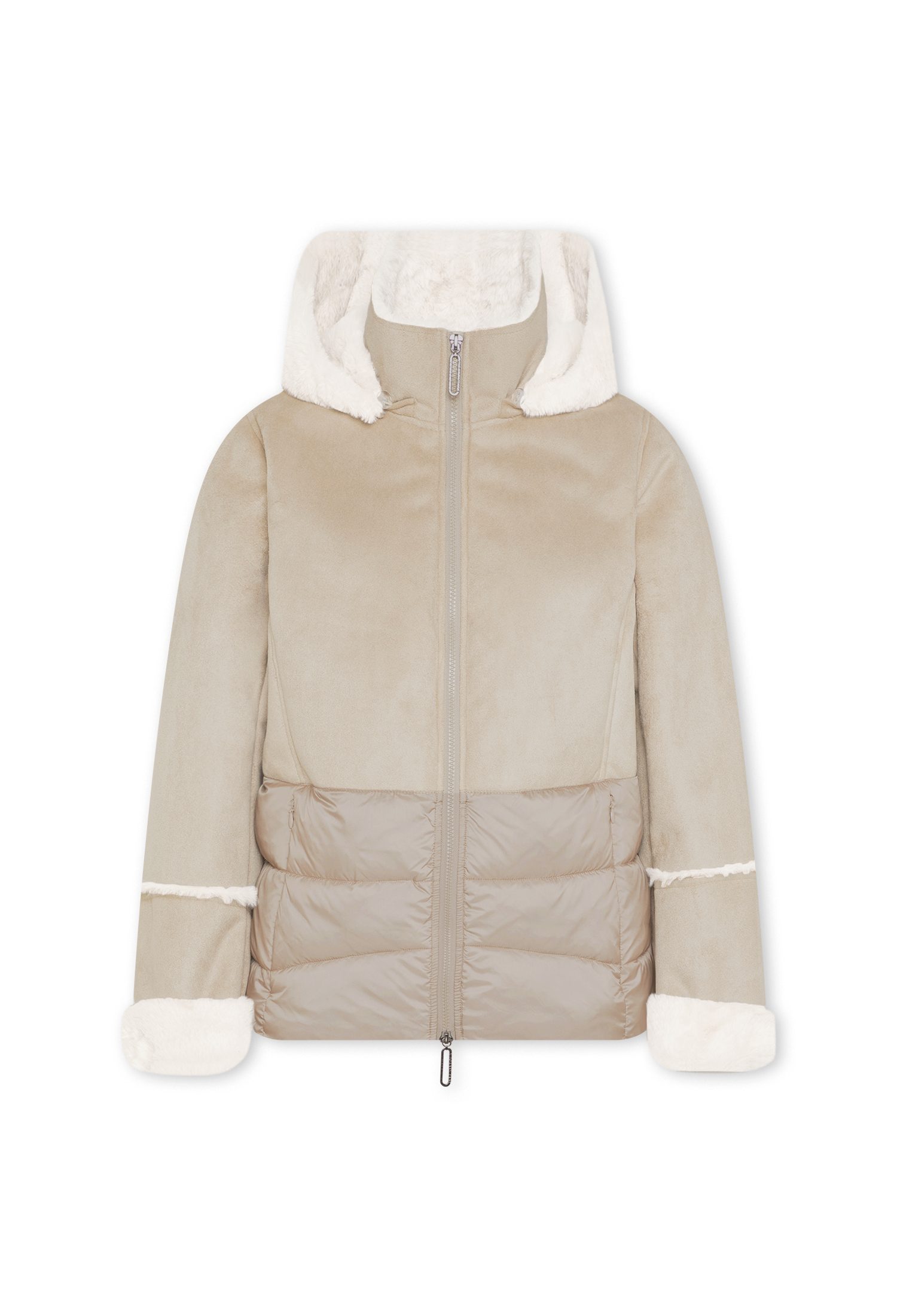 MANISA Kort jack met teddyfleece-capuchon