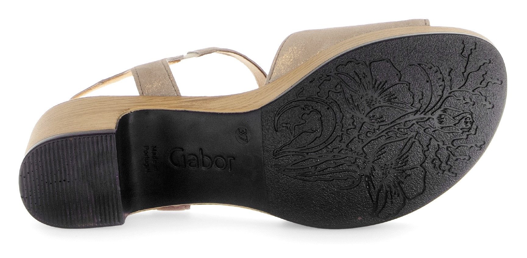 Gabor Sandaaltjes Kreta , blokhak, zomerschoen, bandjessandaal met glitterprint, breedte g